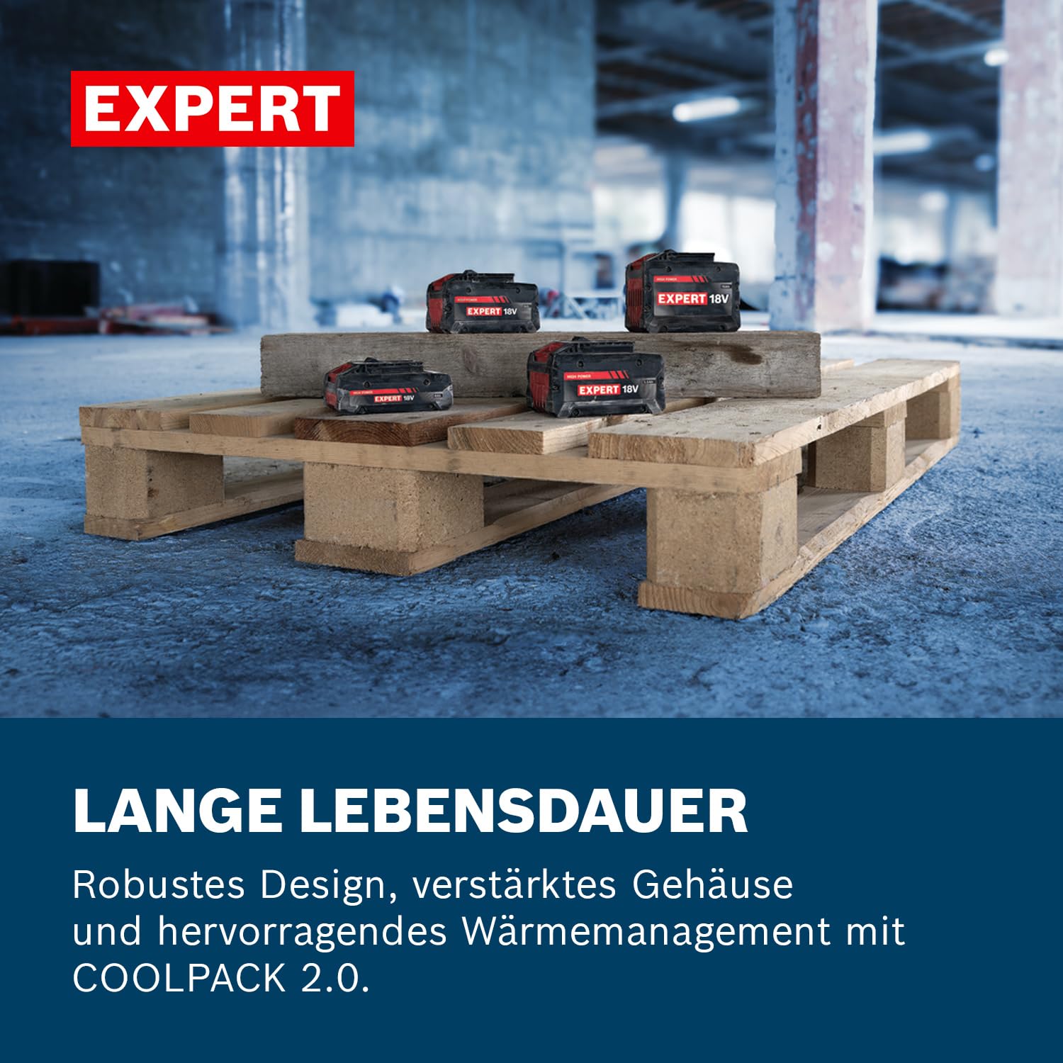 Bosch EXPERT 18V System Hochleistungs-Starter-Set: 2X EXBA18V-55 + 1x Schnellladegerät GAL 12V/18V-18