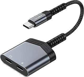 Next Store 2 in 1 Type-C to 2 Type-C Adapter 150mm Aluminum Braided Housing Supports 60W PD Charging, Music Listening and Fast Charging Simultaneously