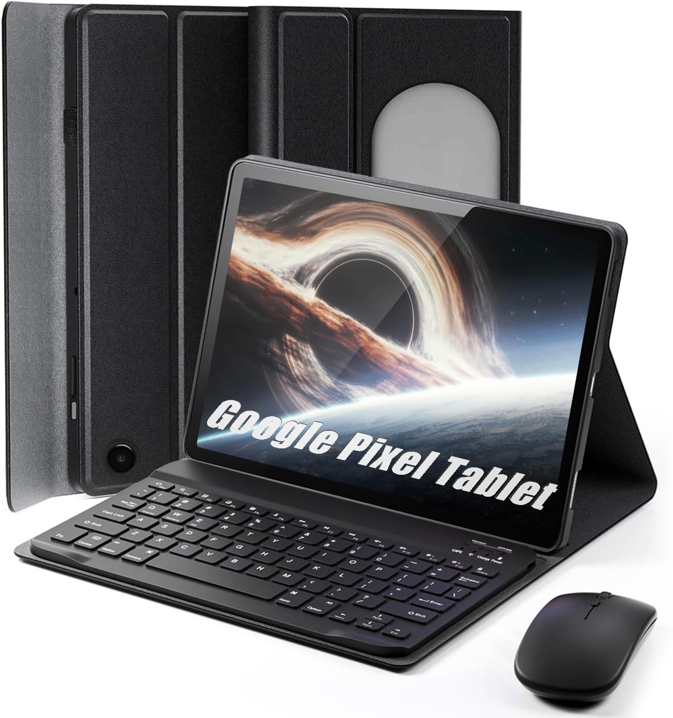 TUNKARMOR Keyboard Case for Google Pixel Tablet 11 inch 2023, Mouse and Detachable Keyboard, PU Leather Cover Case Auto Sleep/Wake - Black