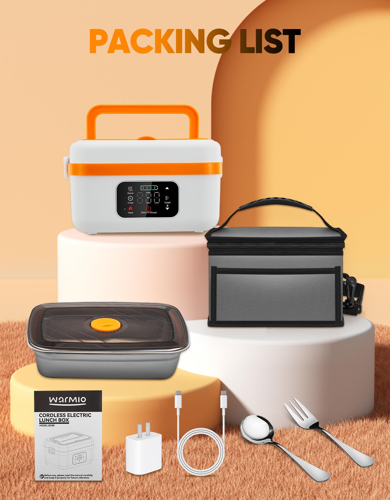 Fiambrera eléctrica inalámbrica, calentador de alimentos autocalentable, fiambreras a batería con recipiente de 1 litro, lonchera térmica recargable para hombres, mujeres, automóvil, camión 9