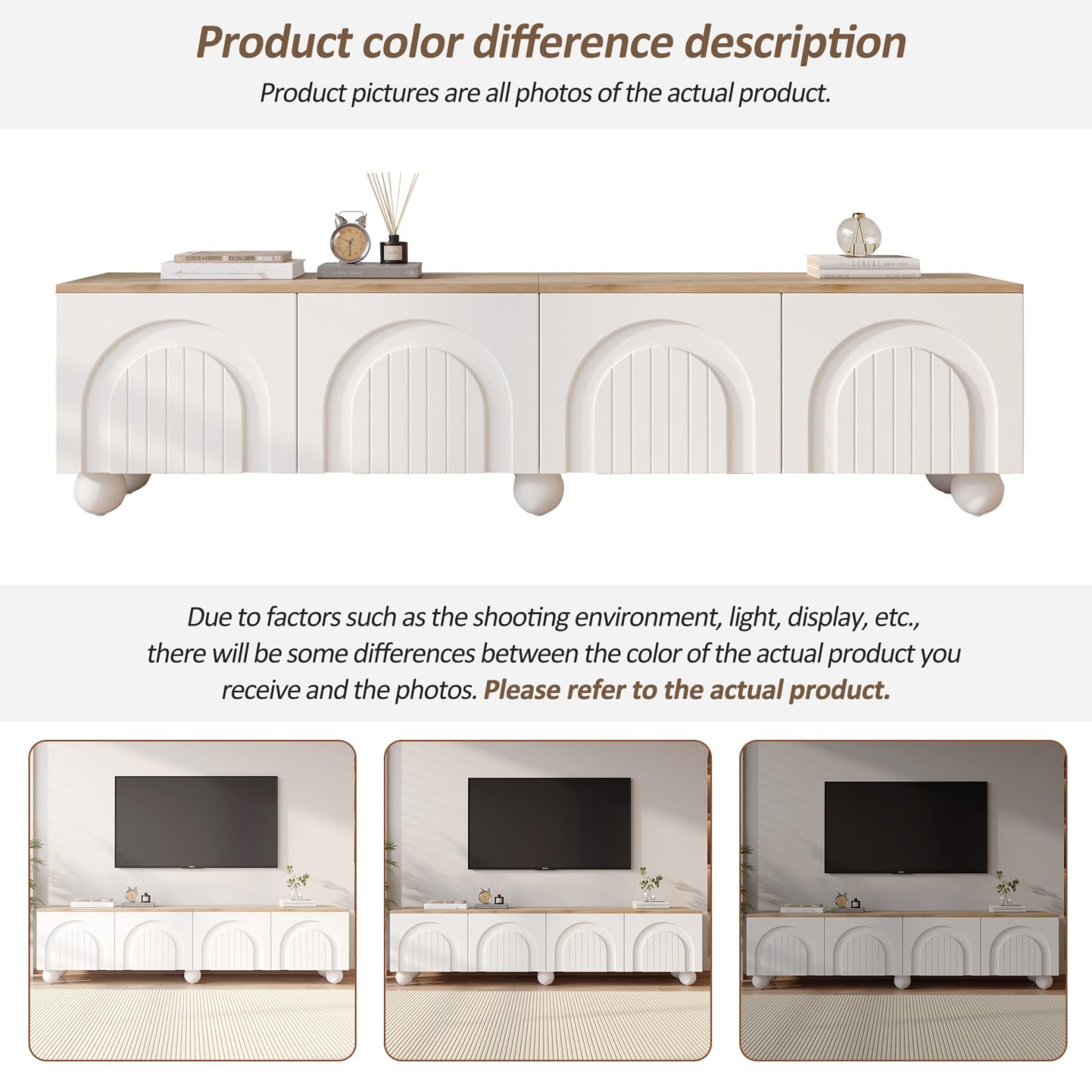 Meuble TV 180x40x45cm,Meuble Tele,Meubles Bas Rangement avec 4 Portes en Relief Tridimensionnel,6 Pieds Métalliques Sphériques,pour Téléviseurs de 80 Pouces