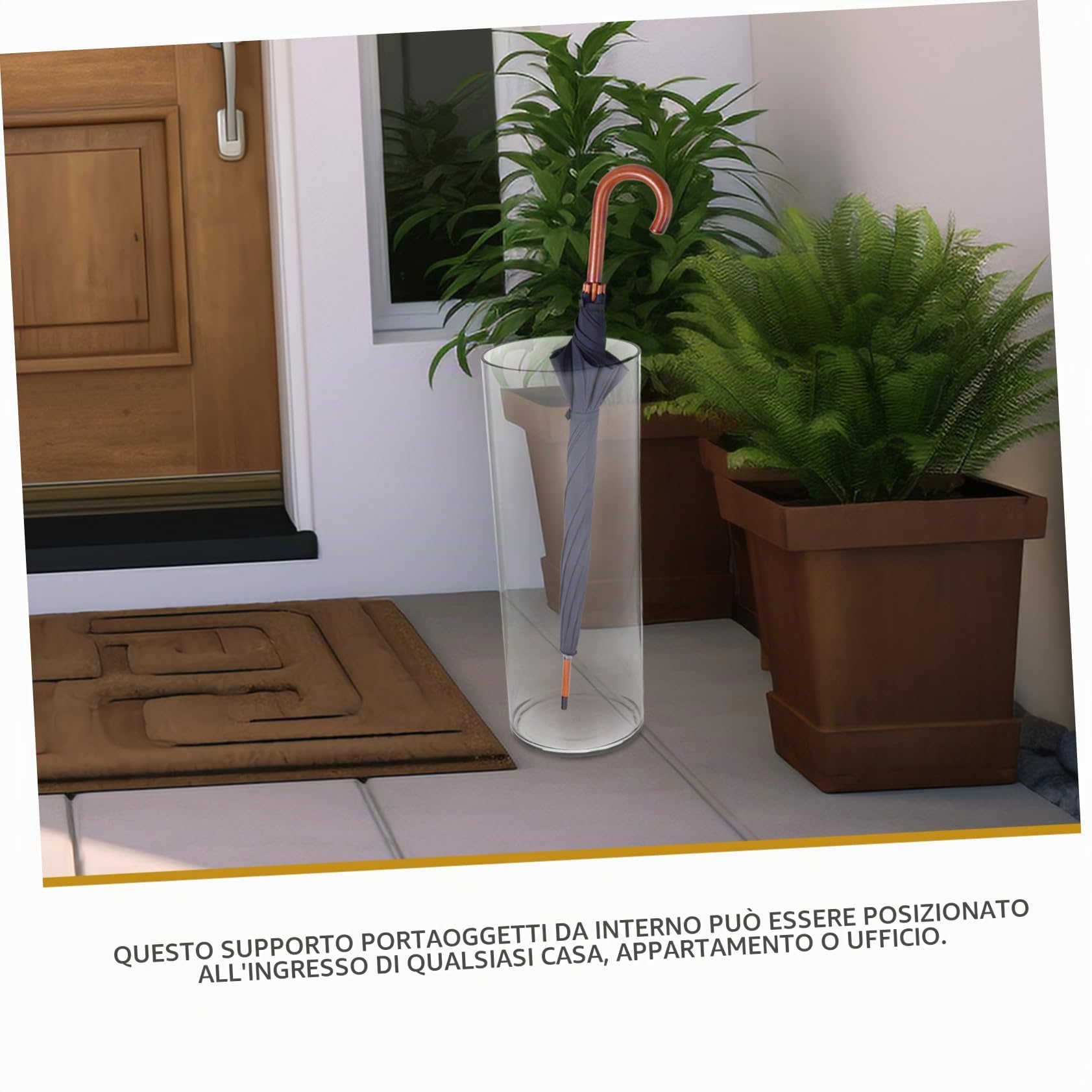 Porta Ombrelli Rotondo Trasparente in Pet, Contenitore per Ombrelli Moderno e Decorativo, Stabile, per Casa e Ingresso,