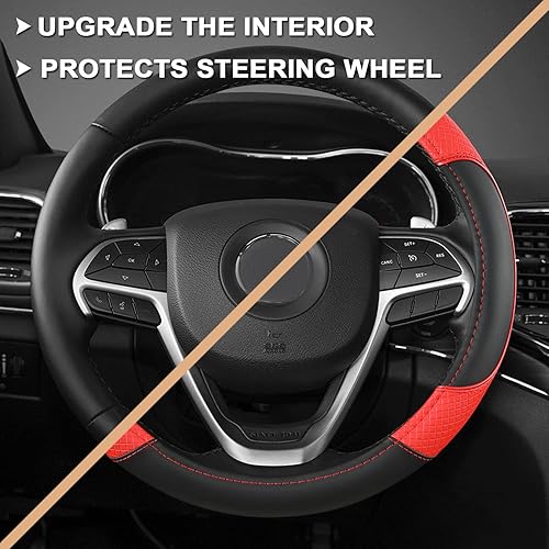 Miniatura 10 de GIANT PANDA Cubierta del volante para Jeep Wrangler, cubierta del volante del coche para Jeep Grand Cherokee y Cherokee - Negro