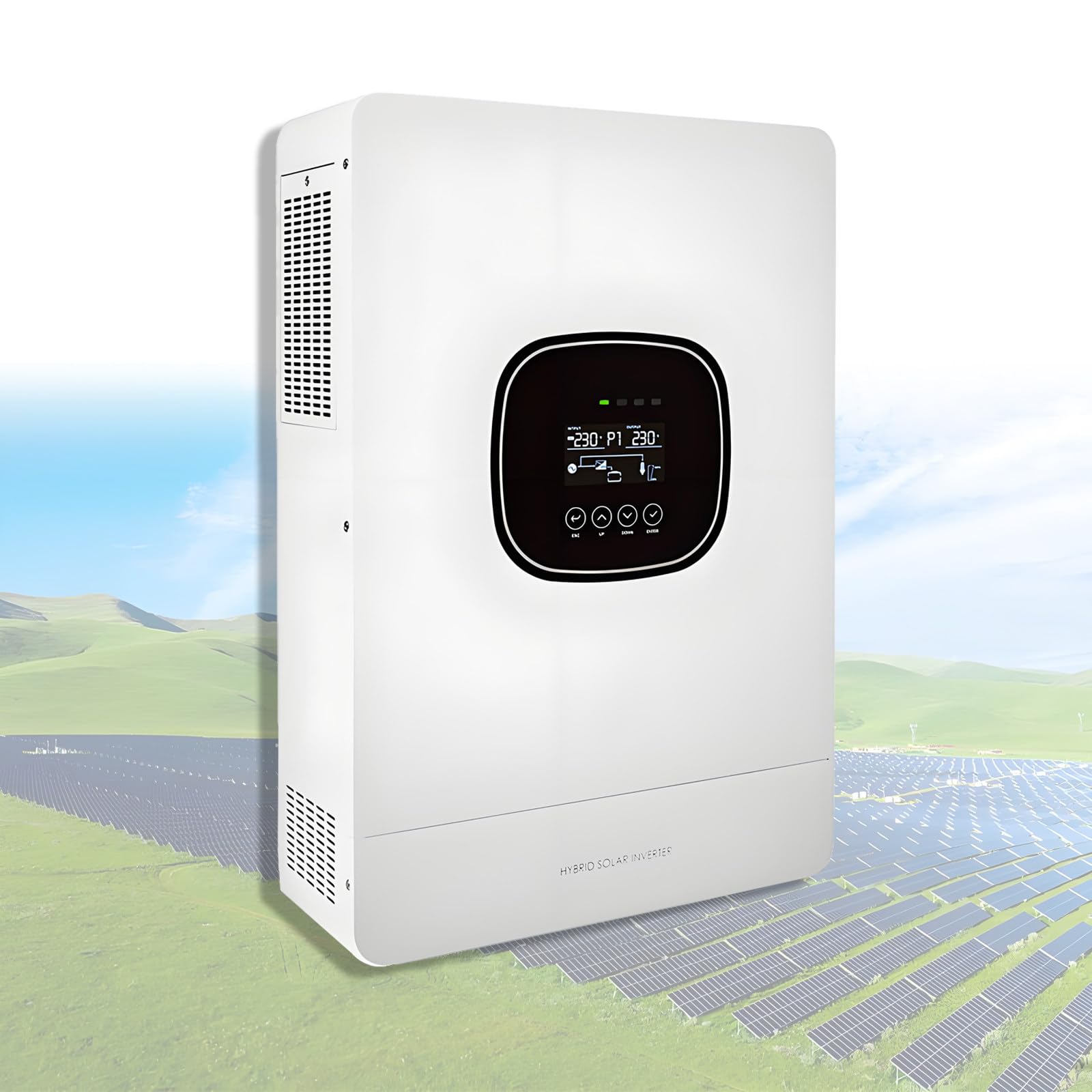 Onduleur Solaire Hybride 3600W DC24V à AC220V,Onduleur à Sinus Pur On/Off Grid avec Chargeur Solaire MPPT 100A+Chargeur CA,Entrée PV Max 5000W,Compatible avec Batteries Plomb-Acide/Lithium 24V
