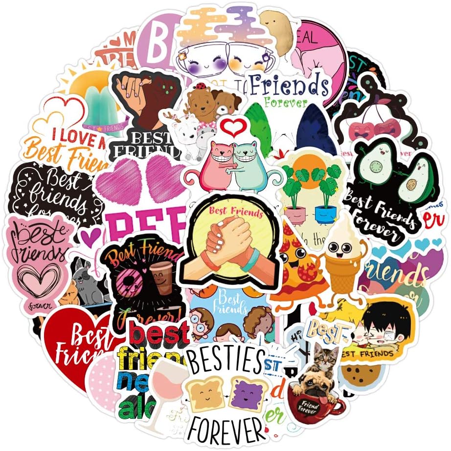 51Pcs Best Friends Forever Waterproof Vinyl Stickers Decals for Laptop Water Bottles Bike Skateboard Luggage Computer Hydro Flask Toy Phone Snowboard. DIY Decoration as Gifts for Kids Girls Teens