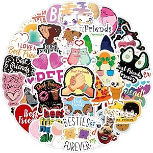 51Pcs Best Friends Forever Waterproof Vinyl Stickers Decals for Laptop Water Bottles Bike Skateboard Luggage Computer Hydro Flask Toy Phone Snowboard. DIY Decoration as Gifts for Kids Girls Teens