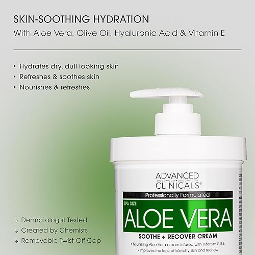 Miniatura 2 de Advanced Clinicals Aloe Vera  Vitamina C  Ácido Hialurónico Crema hidratante para el cuidado de la piel hidratante para el cuidado de la piel para