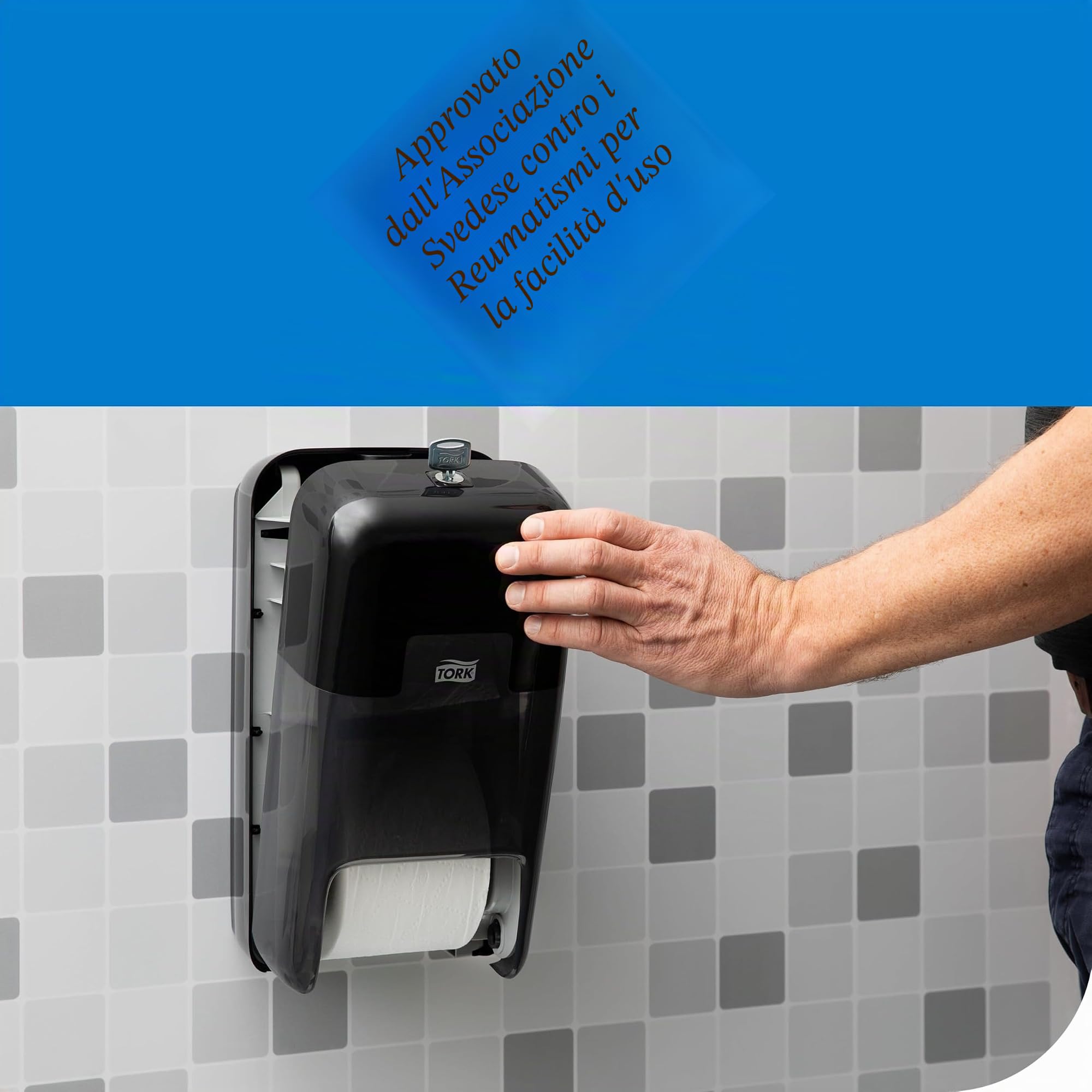 Tork OptiServe Dispenser doppio rotolo carta igienica senz'anima, nero, T7, dispenser verticale, linea Elevation, 558042