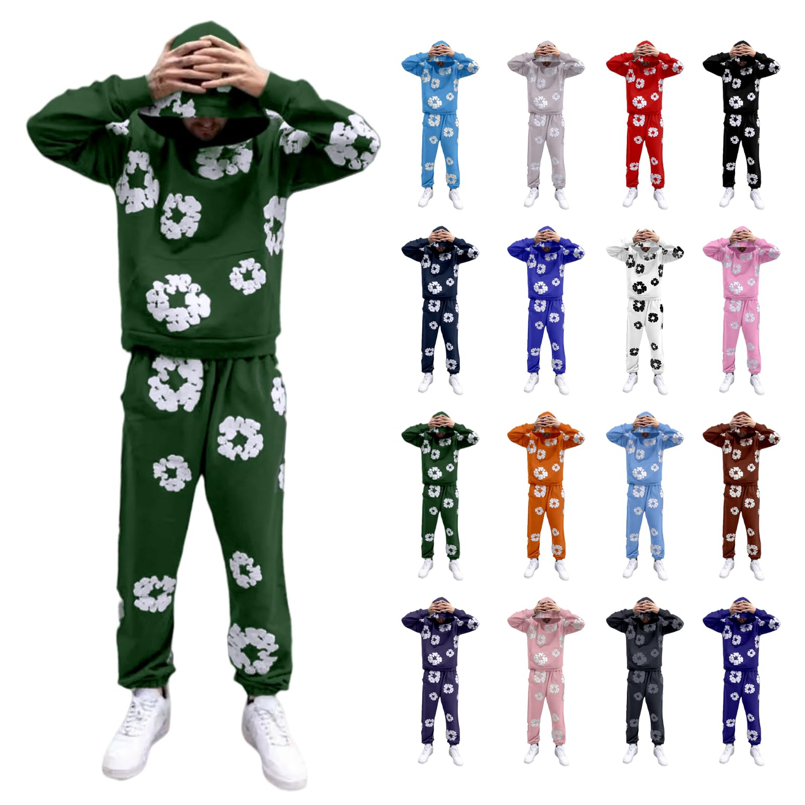 Tracksuit Men's Jogging Suit Hooded Tops & Trousers Set 2-Piece Tracksuit Sports Suit Streetwear Cotton Loose Leisure Suit Leisure Suit Y2K Hip Hop Pullover Jogging Bottoms Activewear Unisex