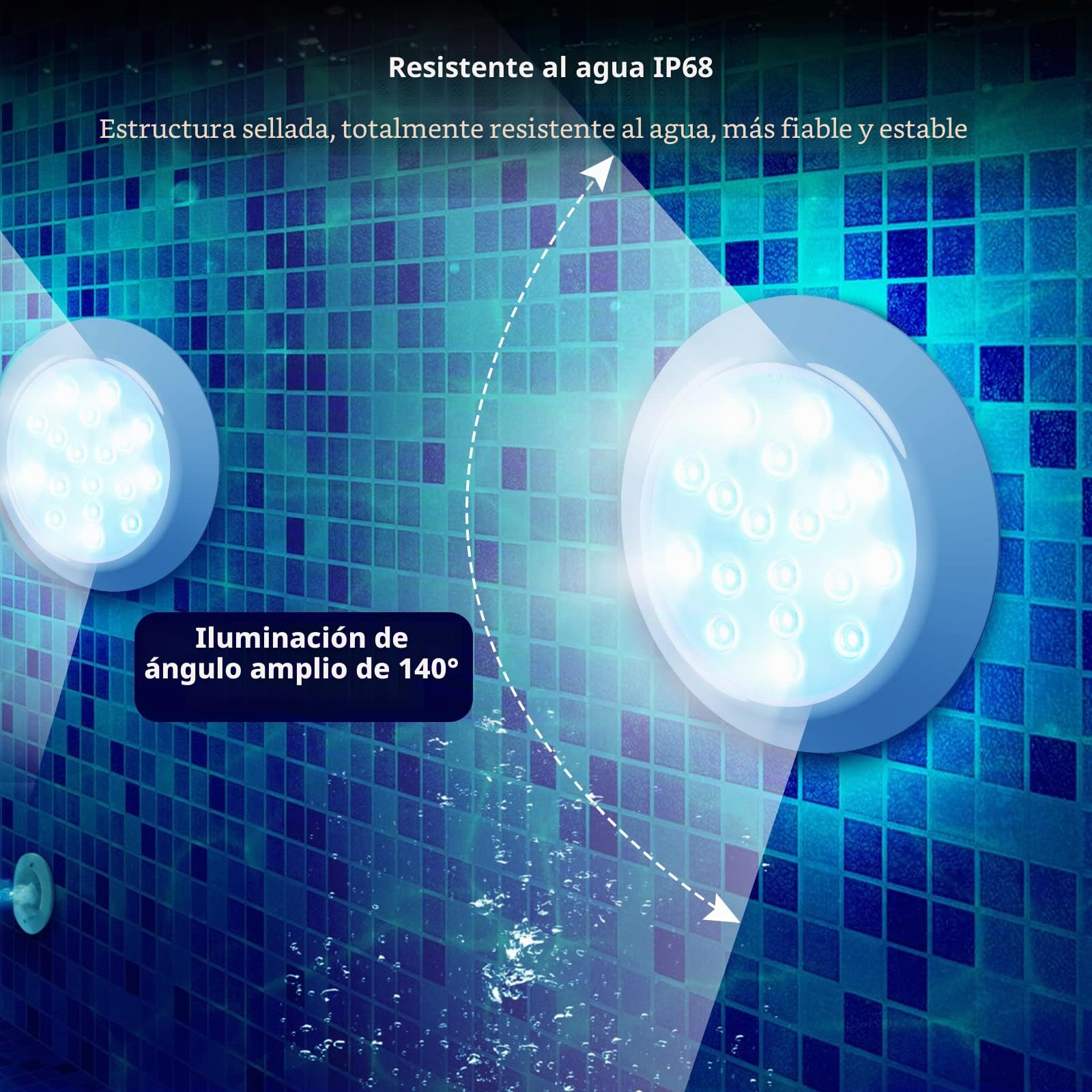 LyLmLe Magnético LED Luces Subacuáticas para Piscina, 15cm RGBW Foco Piscina Sumergible con Remoto, Alimentación USB-C Recargable, 18 LEDs Color Cambiante Piscinas Desmontables Decoración 2 Pack