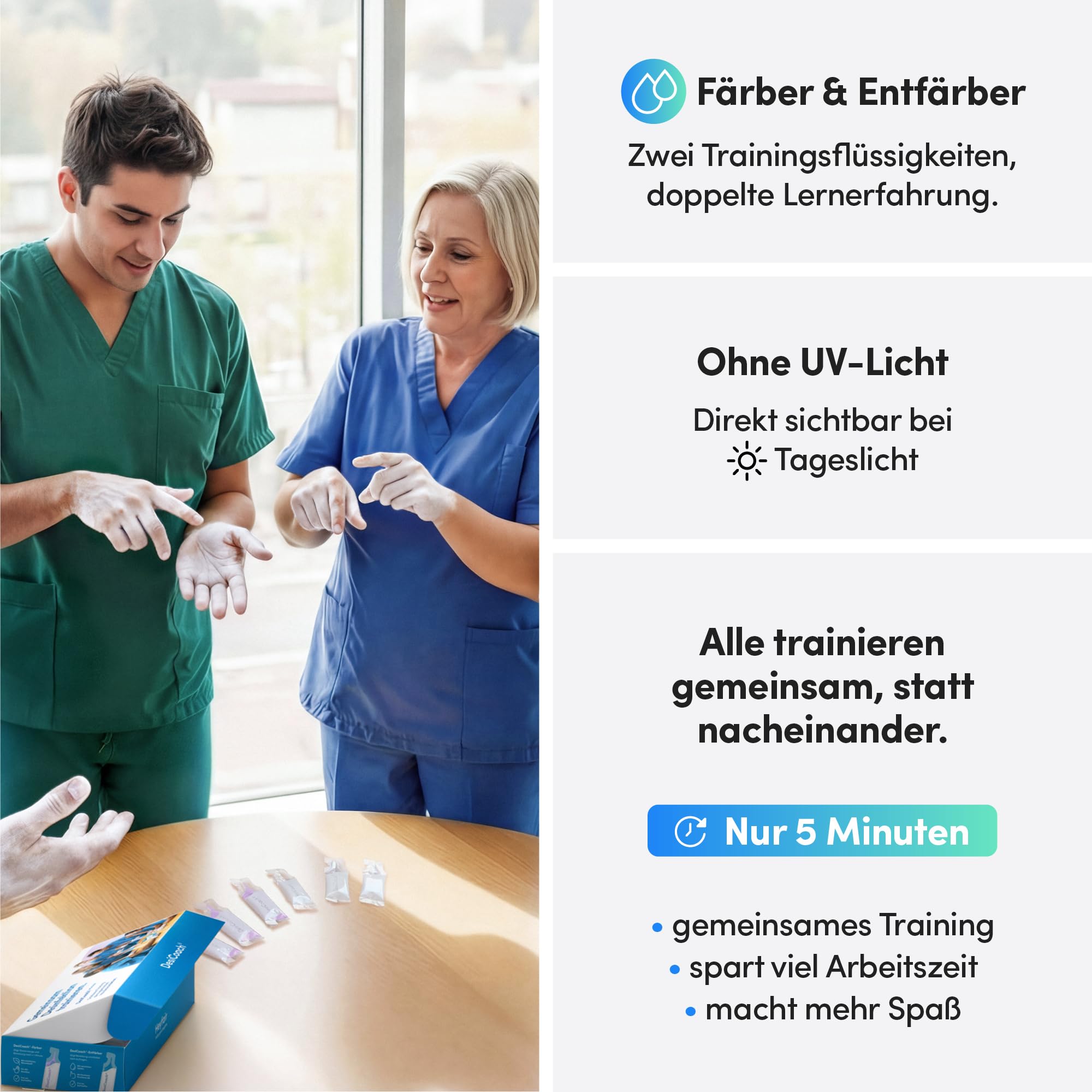 4Groups Händedesinfektion Training – effektiv für Teams, 20er-Set | Hygienetraining von Heyfair. Ganz ohne UV-Licht.