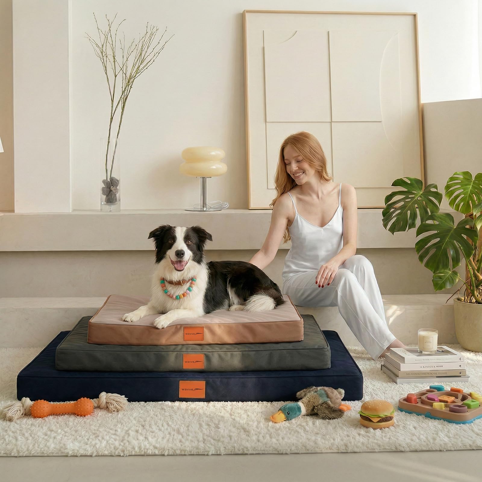 WAVVE Cuccia Cane Grande Ortopedica 112x81x7.6 cm, Cuscino per Cani interno indistruttibile XL, Letto per Cani Sfoderabile Lavabile Impermeabile, Materassino per Cani in Uovo Foam, Grigio