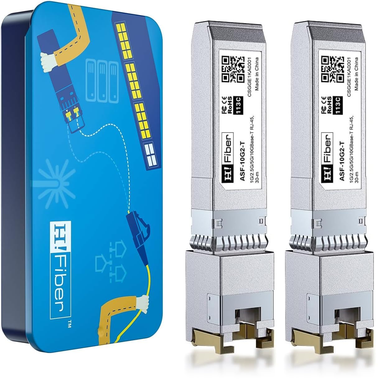 2 Pack, 10GBASE-T SFP+ Transceptor 30 metres, SFP+ a RJ45, 10G SFP+ a Ethernet módulo Compatible con Cisco SFP-10G-T-S, MA-SFP-10GB-T, Ubiquiti UniFi UF-RJ45-10G, Mikrotik S+RJ10, Netgear AXM765...