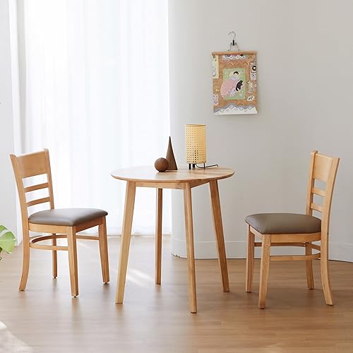 Miniatura 6 de Livinia Canberra - Mesa de comedor redonda de madera de 27.6 pulgadaspequeña mesa de cocina moderna de roble malayo de mediados de siglo (roble