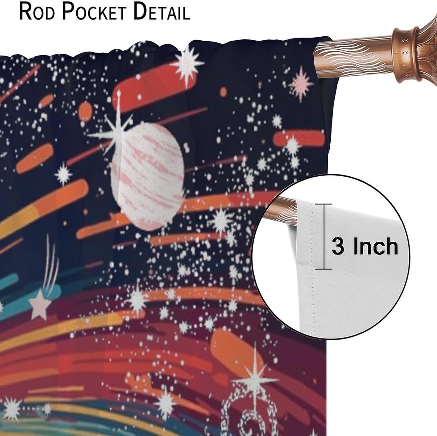 Fantasy Galaxy Astronaut Curtains - Cool Cartoon Colorful Outer Space Planet Moon Astronaut Window Treatment Room Darkening Blackout Thermal Insulated Rod Pocket Curtains,2 Panels 54"L x 21"W