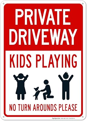 Kids Playing No Turn Arounds Please with Graphic Sign, 10x14 Inches, Rust Free .040 Aluminum, Fade Resistant, Made in USA by Sigo Signs