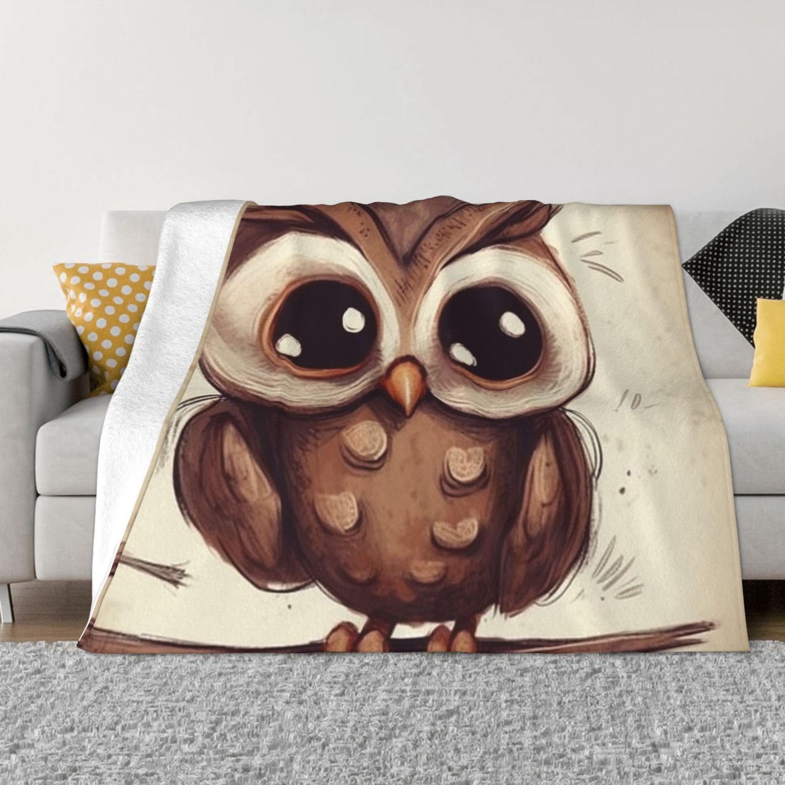 KLOPH Cute Owl Throw Blanket 40"x30" Flannel Fluffy Warm Blanket for Couch, Reversible Plush Blankets for Bed, Comfy Fuzzy Blanket for Sofa, Plush Lightweight-Blankets for All Season