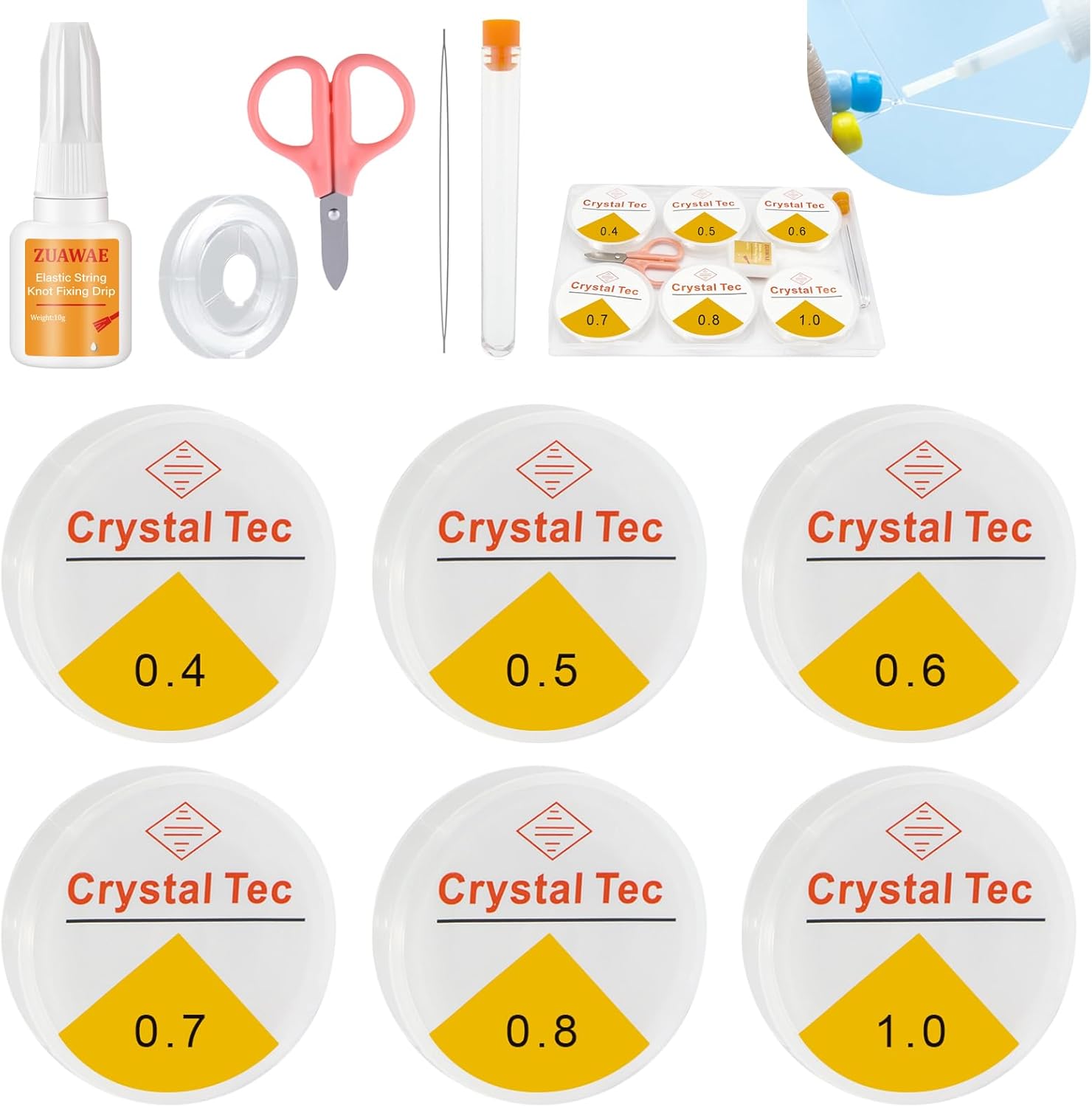 Elastic String for Bracelets, Stretchy Bracelet String 6 Roll Clear Elastic String for Bracelets, 1 Roll 0.7mm Flat Bracelet String Elastic for Beads Beading Bracelet Necklace Jewelry Making Supplies