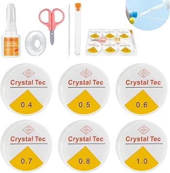 Elastic String for Bracelets, Stretchy Bracelet String 6 Roll Clear Elastic String for Bracelets, 1 Roll 0.7mm Flat Bracelet String Elastic for Beads Beading Bracelet Necklace Jewelry Making Supplies