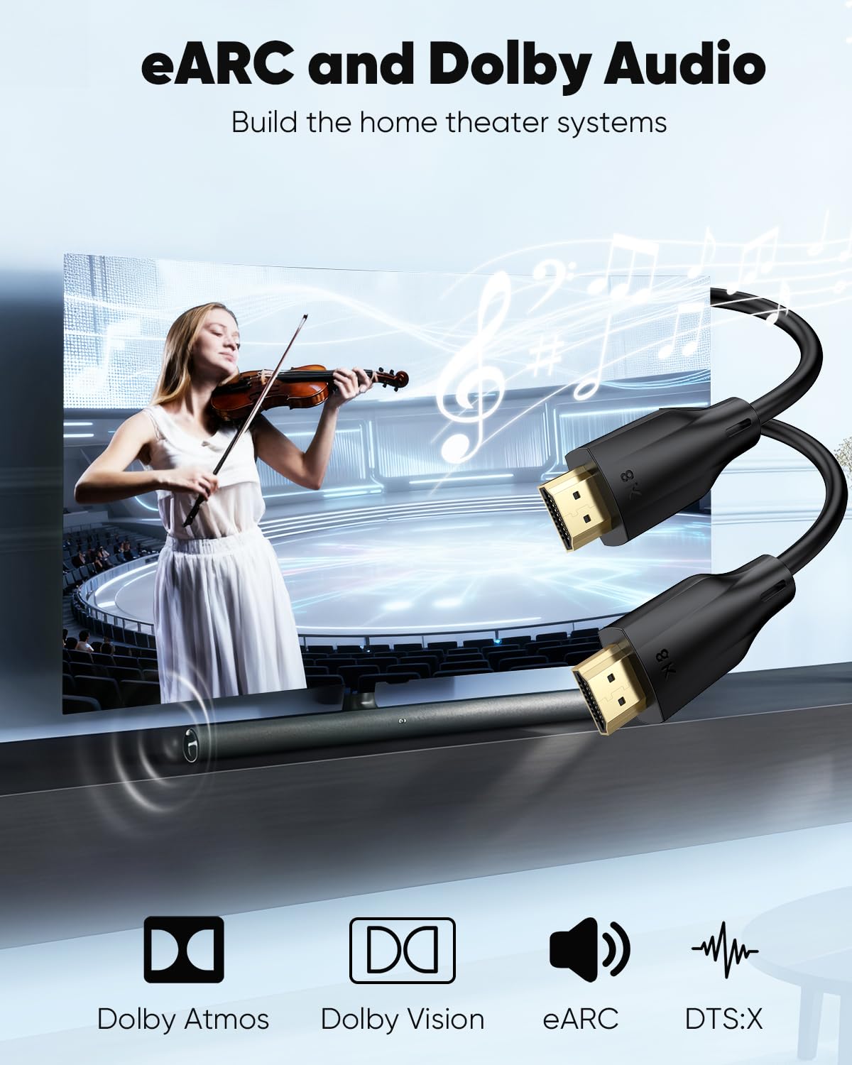 8K HDMI Cable 3FT 10 Pack, 48Gbps Ultra High Speed HDMI 2.1 Cable eARC Cord Support 8K@60Hz, 4K@120Hz, HDR10+, 3D, Dolby, Compatible with Monitor, Fire TV, Laptop, PS5/4, Xbox