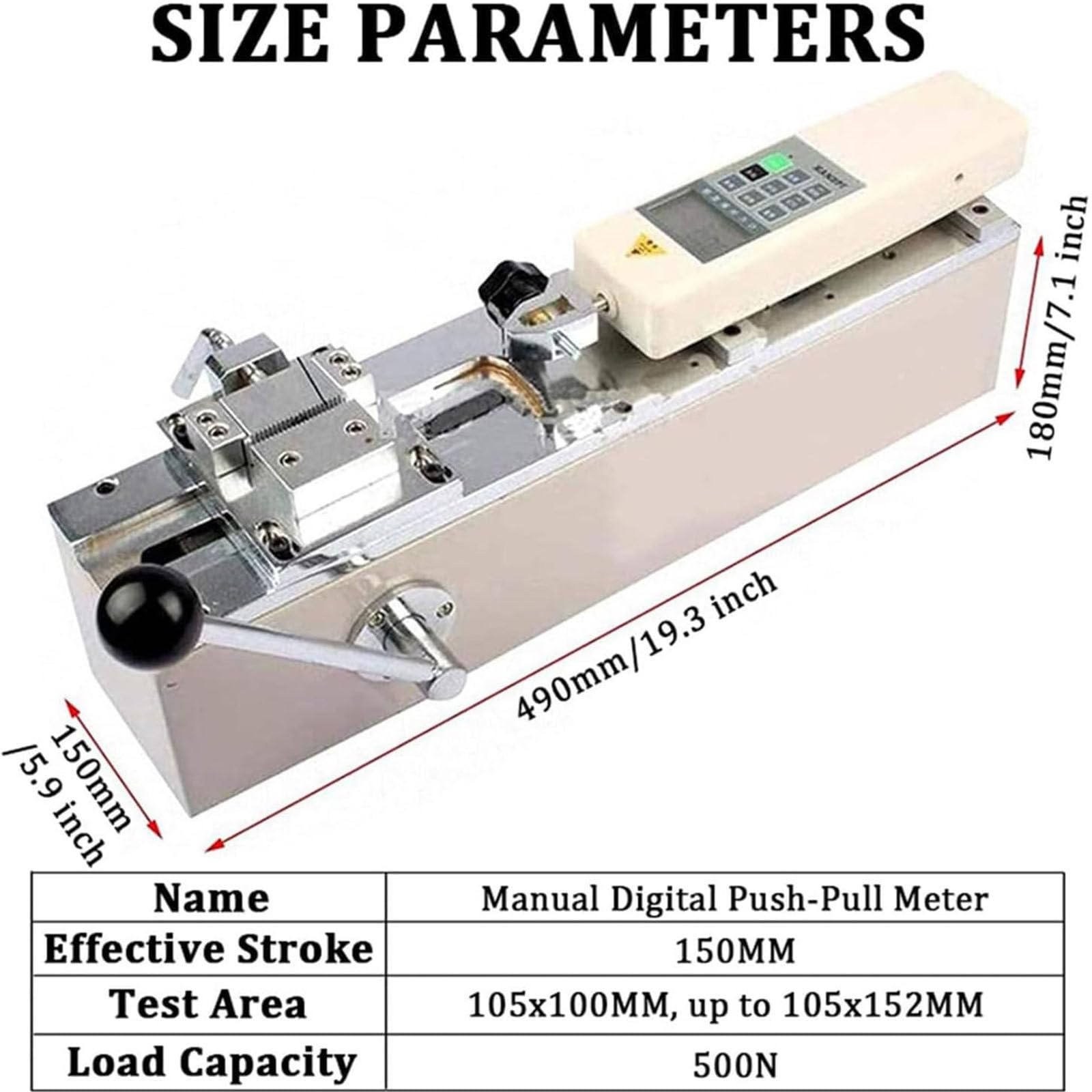 Misuratore di Spinta-Trazione Digitale Orizzontale Manuale,Tester di Forza di Trazione,Misuratore Forza Digitale Tester Spinta,Misuratore Spinta Alta Precisione