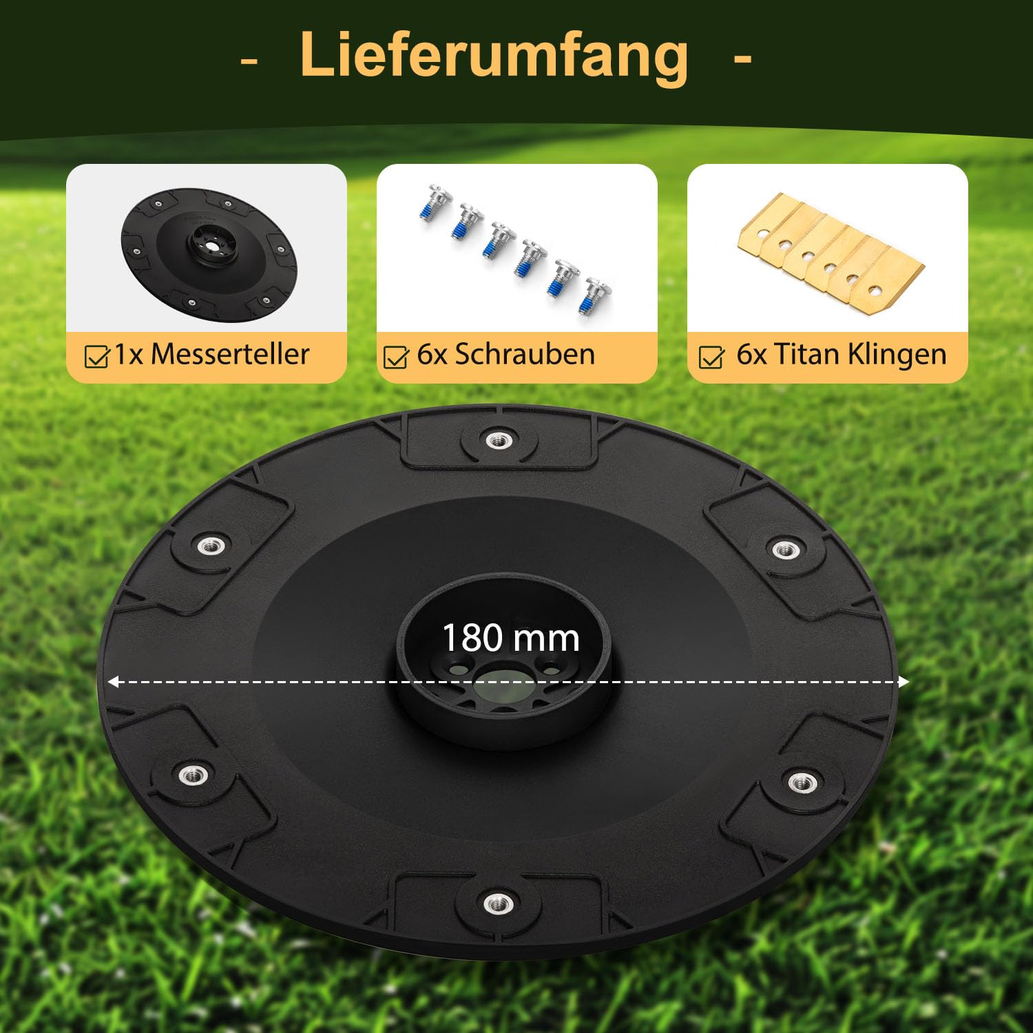 【Schneiden Sie Effizienter】Messerteller + 6 Stück Ersatzmesse für Husqvarna G3-P15,Automower 305, 310,315, 315x, 405, 410, 415x, 435, 535 AWD Serie Mähroboter Messerscheibe Rasenroboter Drehscheibe