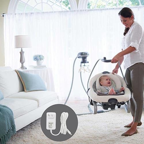 Miniatura 5 de Cable de alimentación de repuesto para Graco Baby Swing DuoGlider, DuetSoothe, Dreamglider, Simple Sway, Sweetpeace Charger 5V AC Adapter, Blanco