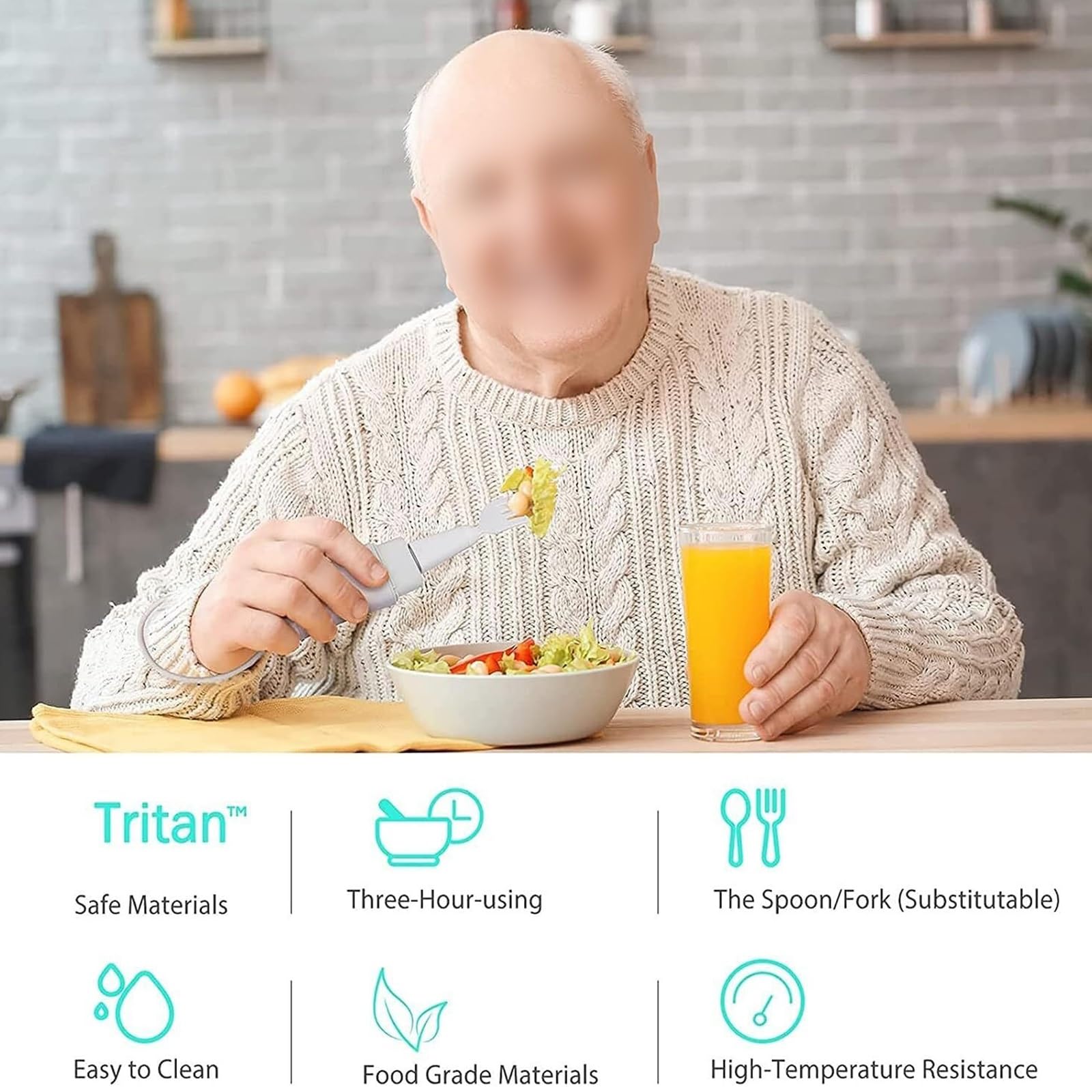 Cuchara antivibración, Ayuda Inteligente para Comer antivibración con cordón, monitoreo de Datos de la aplicación, Ayuda para Comer antivibración para discapacitados, Cuchara adaptativa