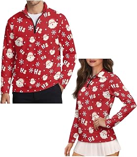 YEXIATODO Matching Couple Outfits Womens Golf Polo Shirts Mens Long Sleeve Golf Zipper Tops Athletic Workout Shirt Tunic