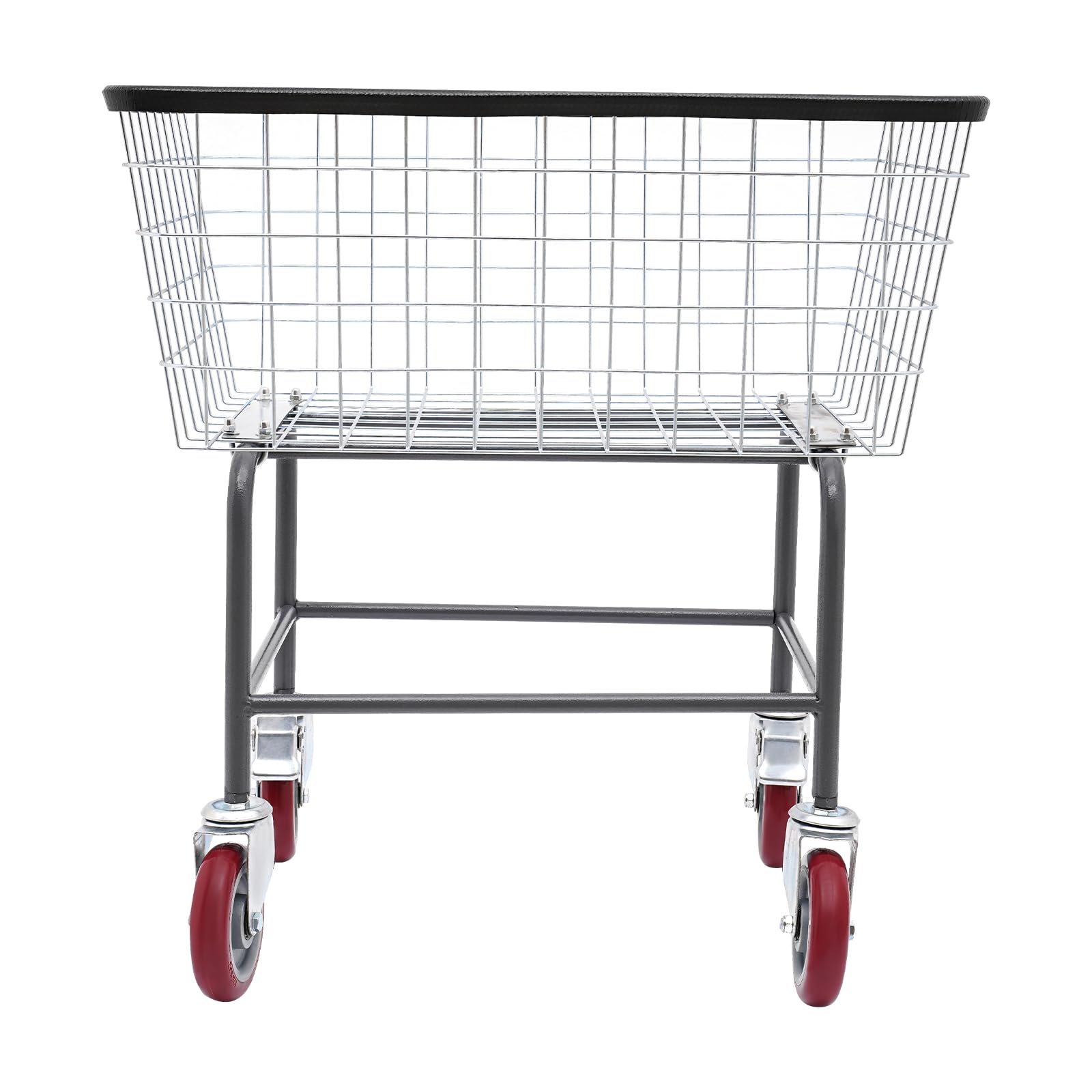 Metal Luandry Cart, Steel Wire Laundry Cart with Wheels, Load Capacity 110lbs Commercial Laundry Basket Cart for Transporting Clothes Towels Food Tools(20 * 26 * 15.7In)