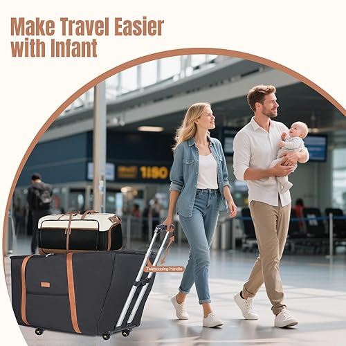 Miniatura 3 de Bolsa de viaje para asiento de automóvil infantil con ruedas para Chicco KeyFit 35, base de asiento de automóvil Doona, Nuna Pipa, bolsas acolchadas