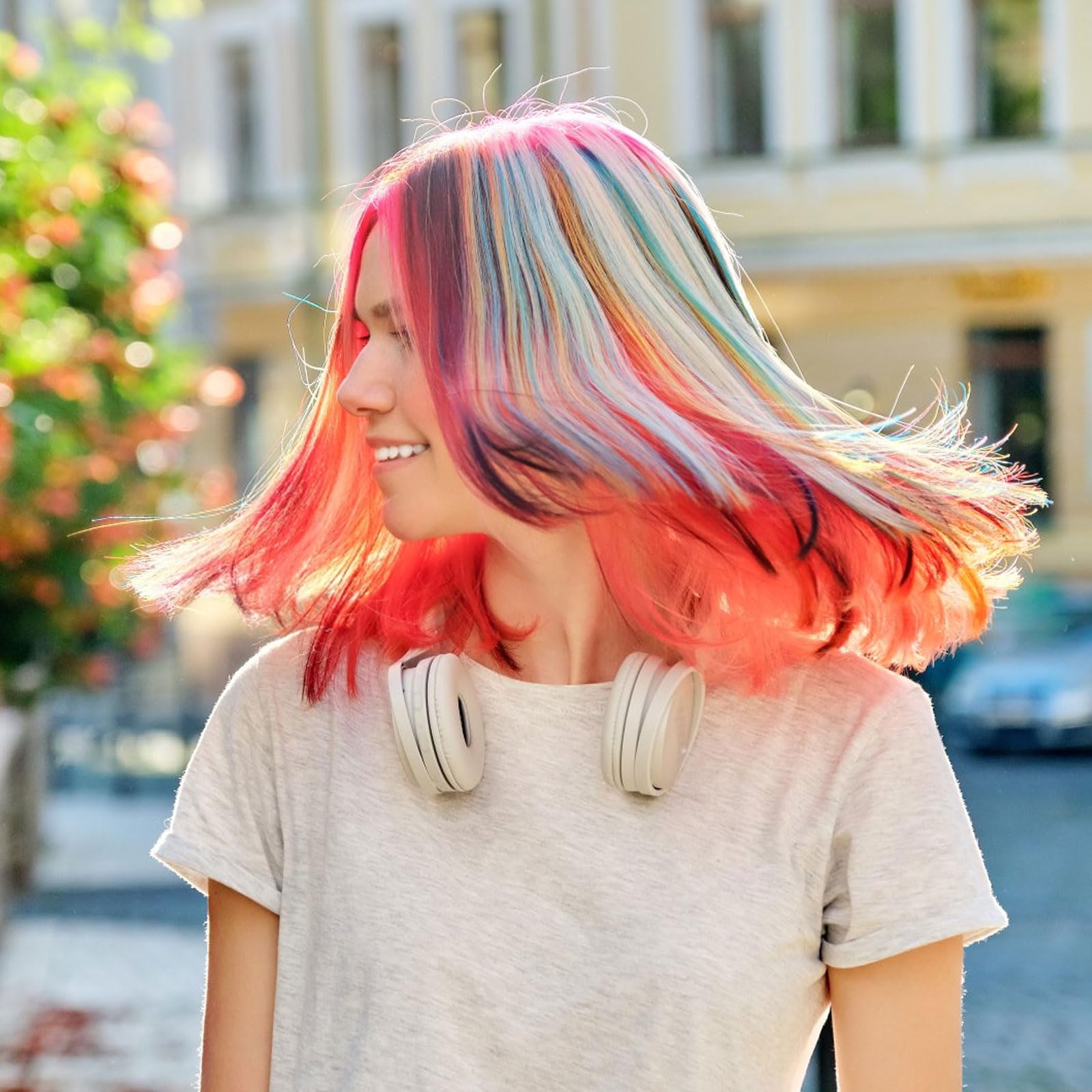Set Gessetti Colorati per Capelli, 10 Colori Temporanei Lavabili, Gessetti per Capelli per Bambini e Ragazze, Ideali per Feste, Carnevale e Regali, con Palette di Tinte per Capelli Blu