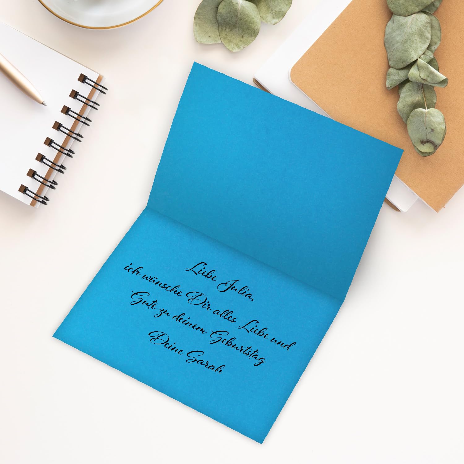 FarbenFroh B6 Folding Cards 12 x 17 cm Blank Double Cards for Invitations / Greeting Cards Suitable for Printers Azure Blue Pack of 50 - Image 2