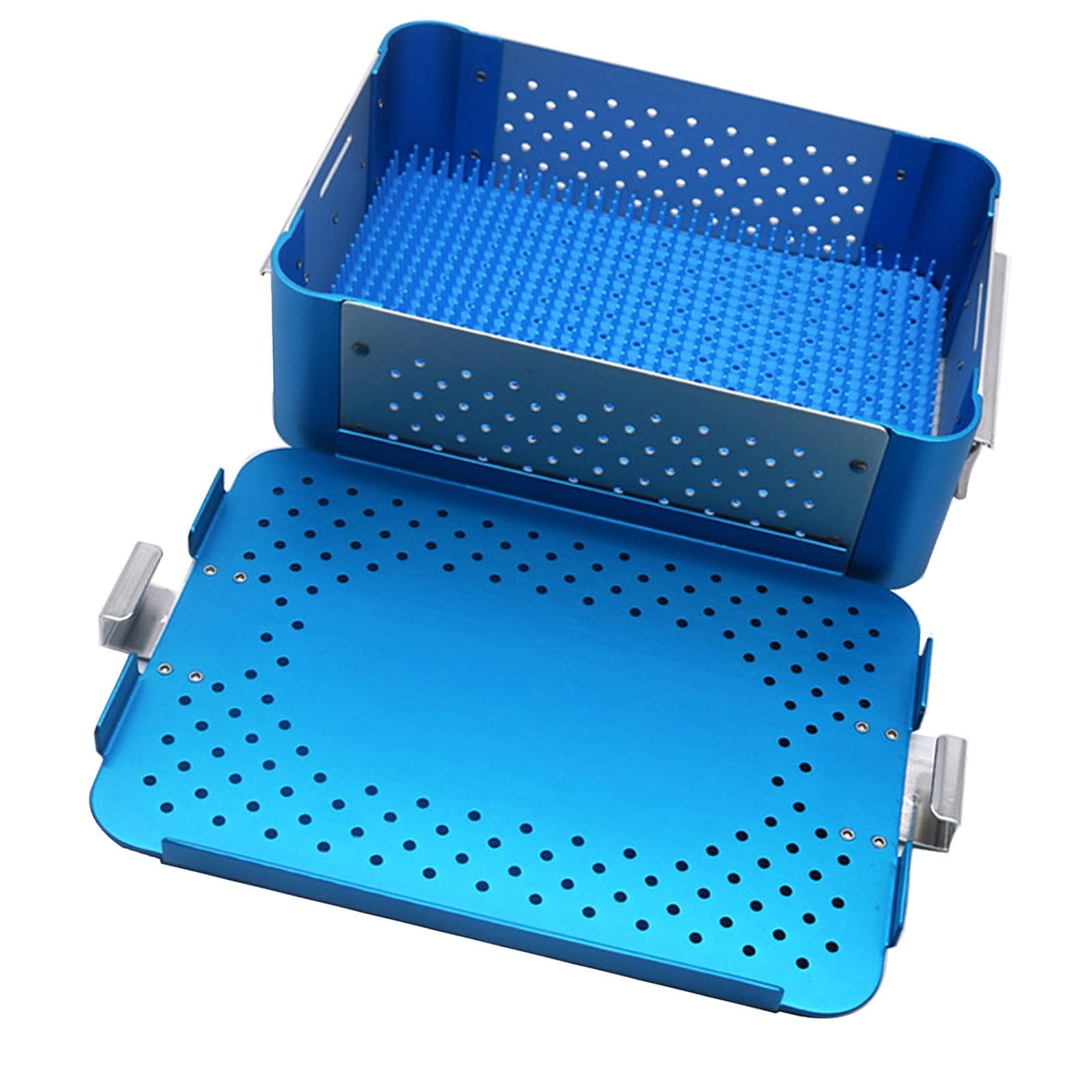 Sterilisationsbox for chirurgische Instrumente, Sterilisationsbox for medizinische Instrumente aus Aluminiumlegierung, Zahntabletts, medizinisches Tablett, chirurgisches Tablett(13in*9.8in*3.9in)