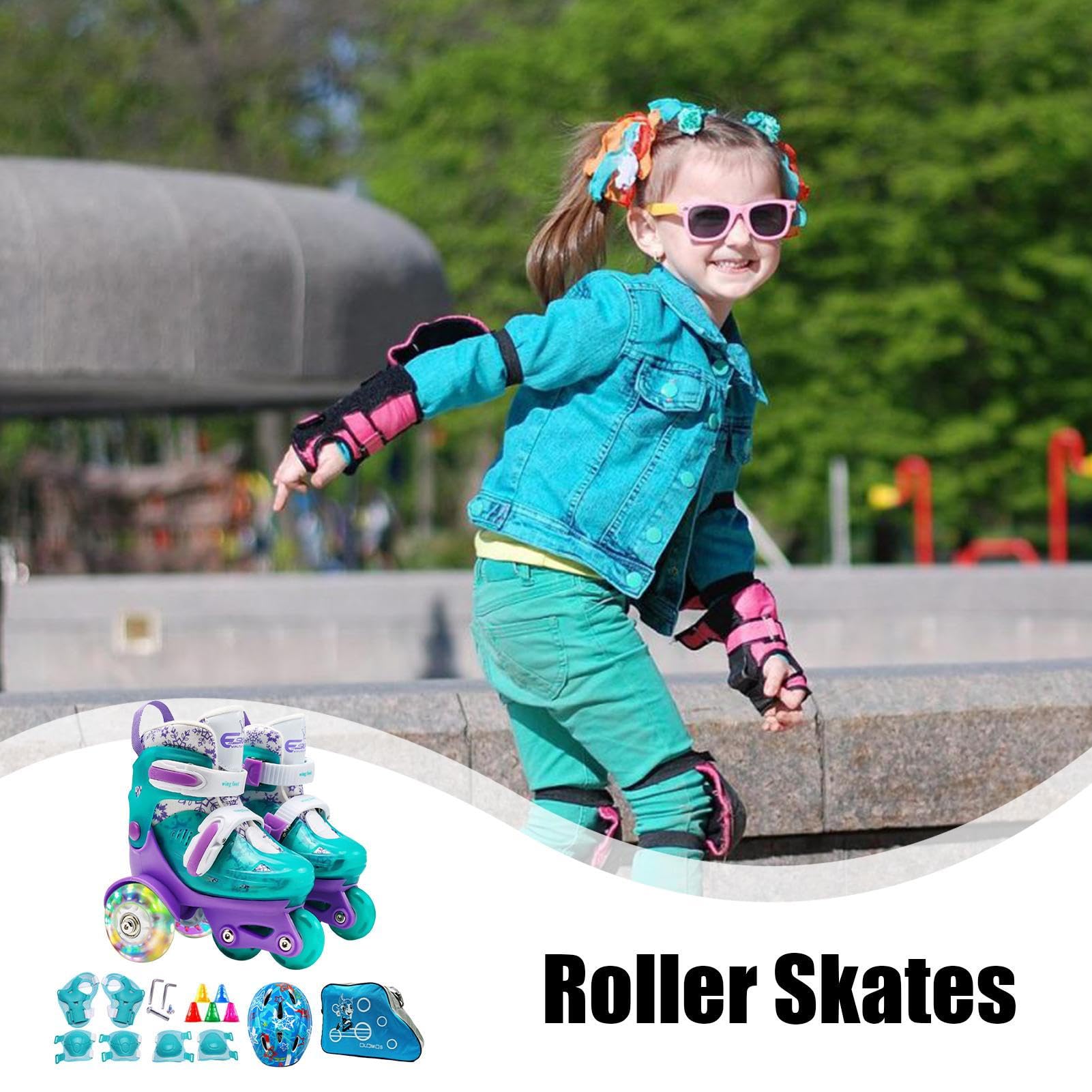 Patins à roulettes Enfants - Chaussures pour jeunes, équipement d'entraînement | Patins adaptés aux débutants, entraîneur à trois stabilités, adapté au patinage intérieur.