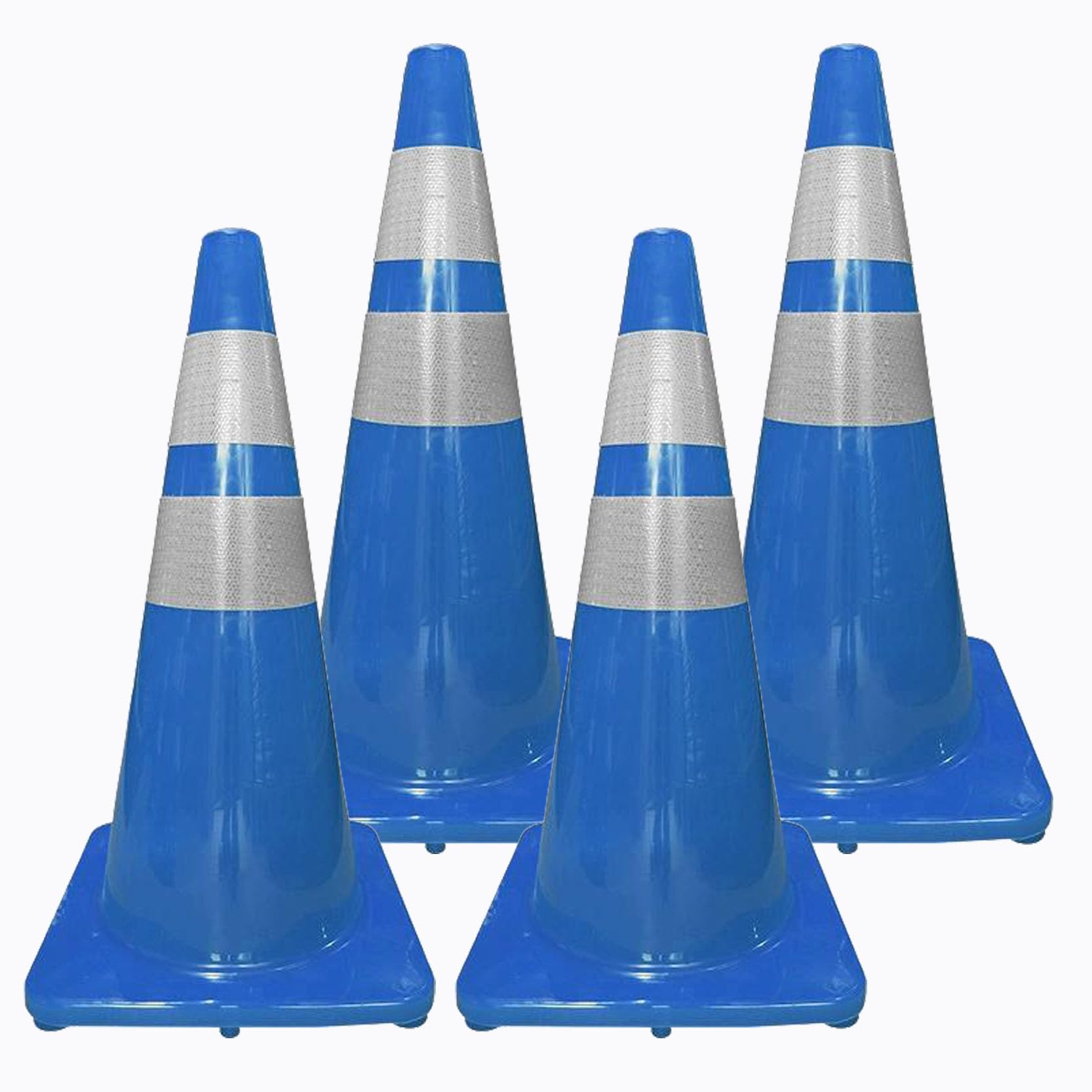 Conos de Tráfico Azules de PVC con Base Reforzada,Conos de Seguridad de Alta Visibilidad con Diseño Apilable para Estacionamiento,Obras Viales,Zonas de Construcción(Color:4pcs)