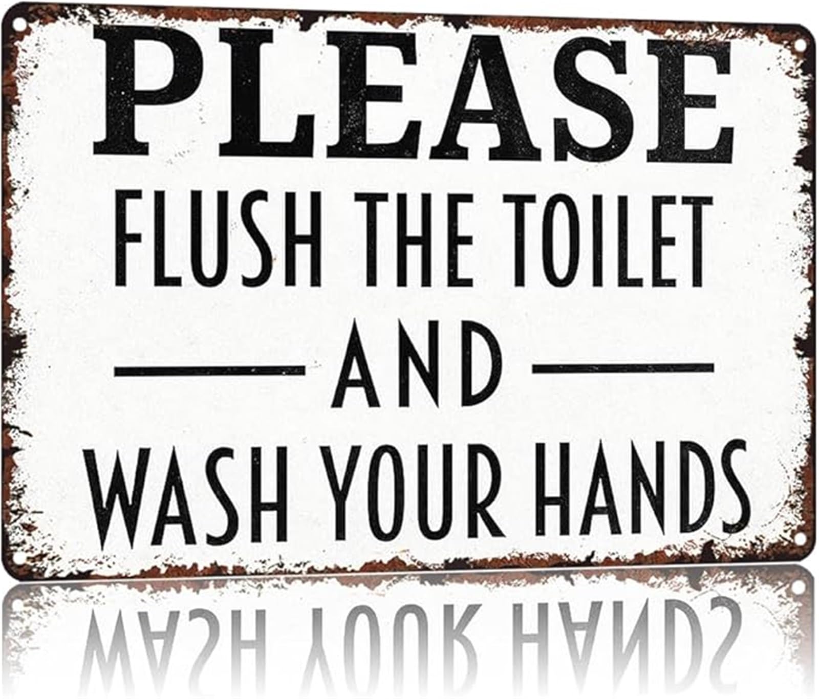NWPNLXEA Bathroom Rules Humor Sign Flush The Toilet and Wash Your Hands Vintage Aluminum Metal Tin Sign Retro Style (8 X 12 in)