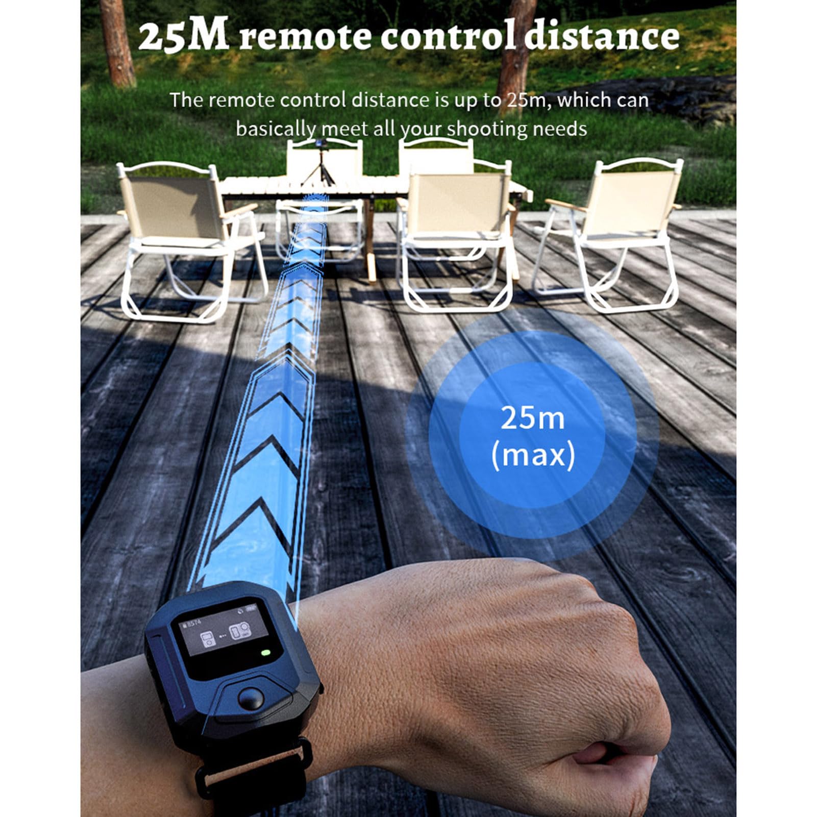 Annadue Pilot Zdalnego Sterowania GPS, Bezprzewodowy Pilot do Kamery z Paskiem na Nadgarstek, Zasięg 82 Stóp, do Kamer 360° Insta X5 X4 X3 Go 3S ONE X2