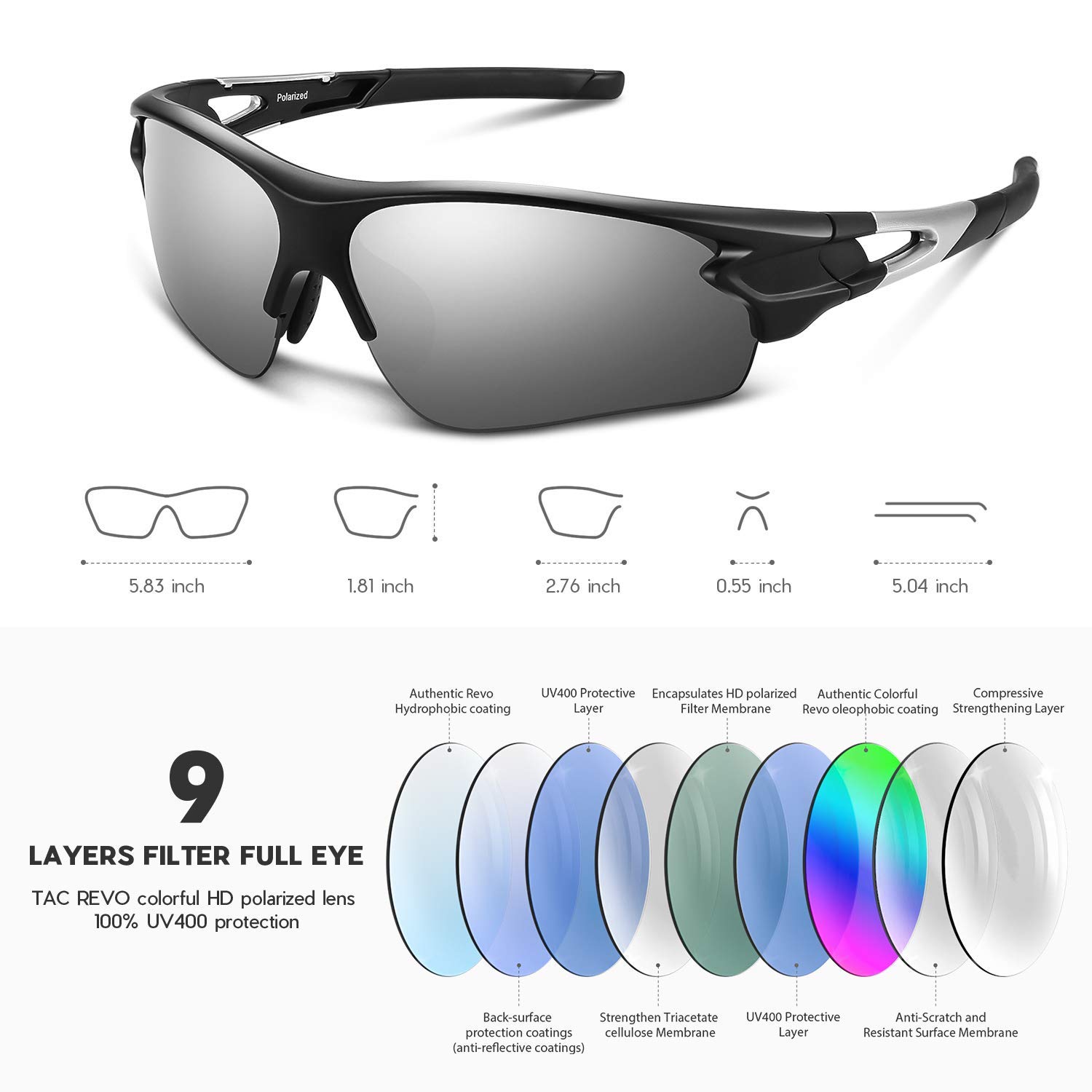 BEACOOL Occhiali Polarizzati Uomo da Sole Sportivi 100% UV400 Protezione