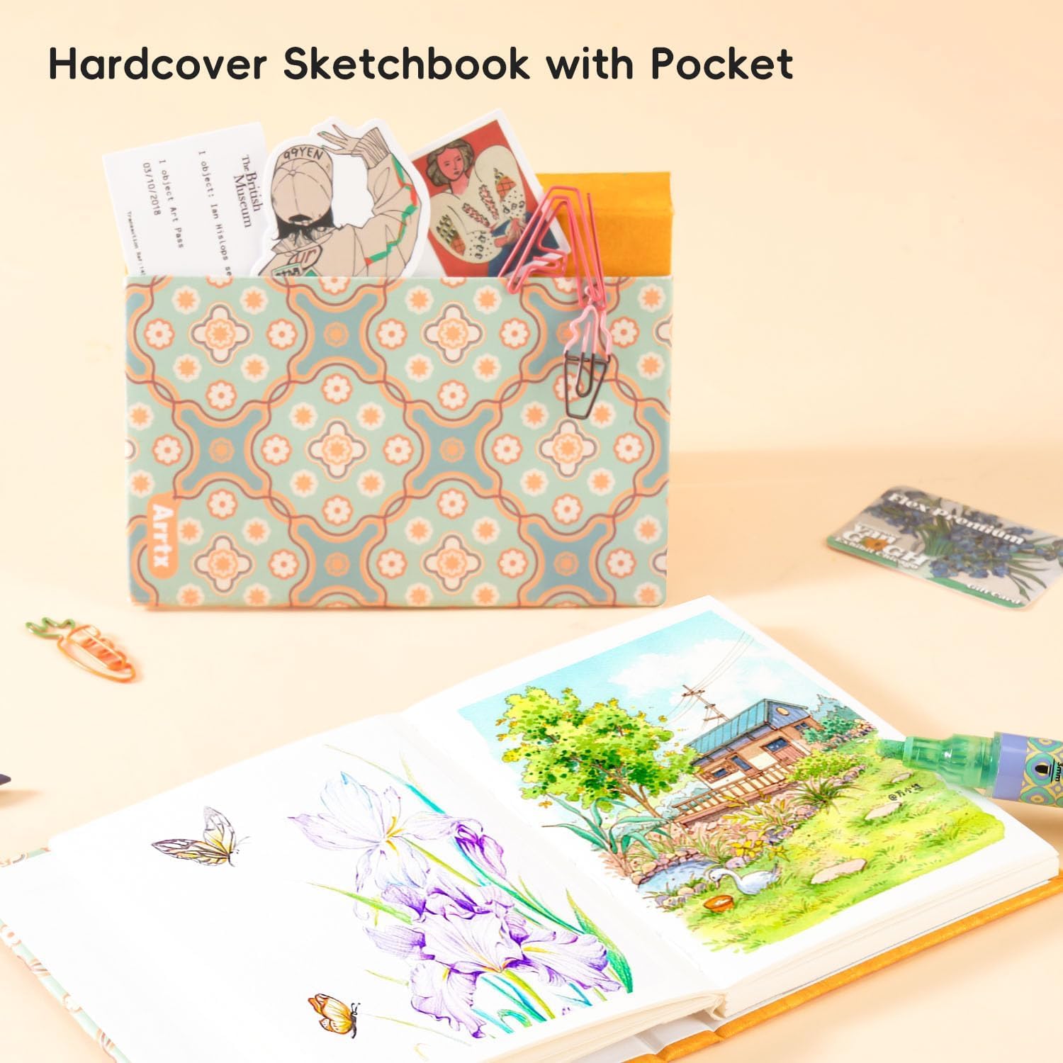 Arrtx Watercolor Sketchbook,100% Cotton Acid-Free 140lb/300gsm Hot Press Hardcover Watercolor Journal Notebook 2 Pack,40 Sheets 5.35 x 3.86 inches image 8