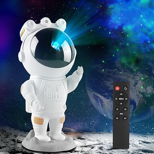Miniatura 1 de LOBKIN Proyector de estrellas con luz nocturna de galaxia, proyector espacial de astronauta, lámpara LED de techo de nebulosa estrellada con