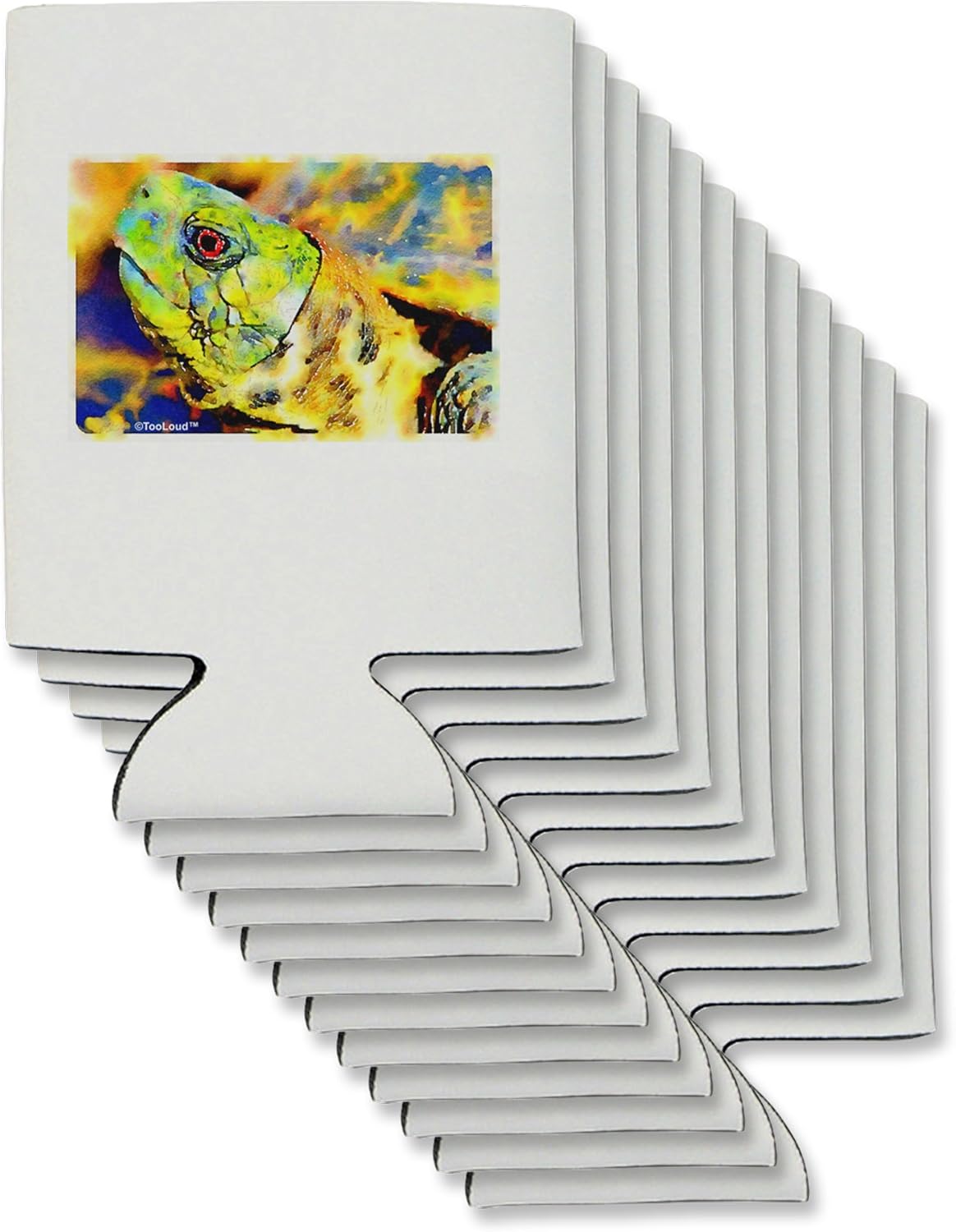 TooLoud Menacing Turtle Watercolor Can/Bottle Insulator Coolers - 6 Pieces