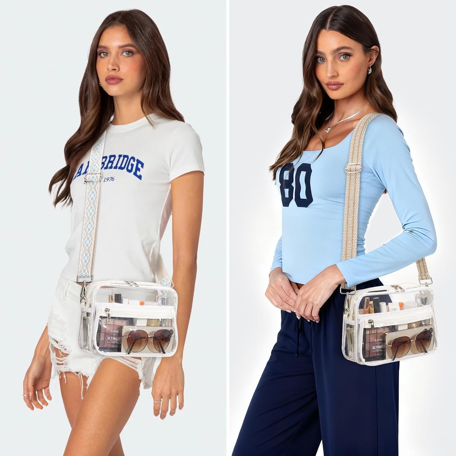 Clear Bag for Stadium Events with 2 Long Straps, See Through Purse for Women Crossbody Bag Concert Stadium Approved - Image 2