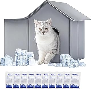 Maison Fraîche pour Chat - Maison pour Chat Isotherme d'Extérieur pour l'Été - Caisse Pliable avec Packs de Glace Accessoires pour Animaux pour Niche Chien Plage Camping