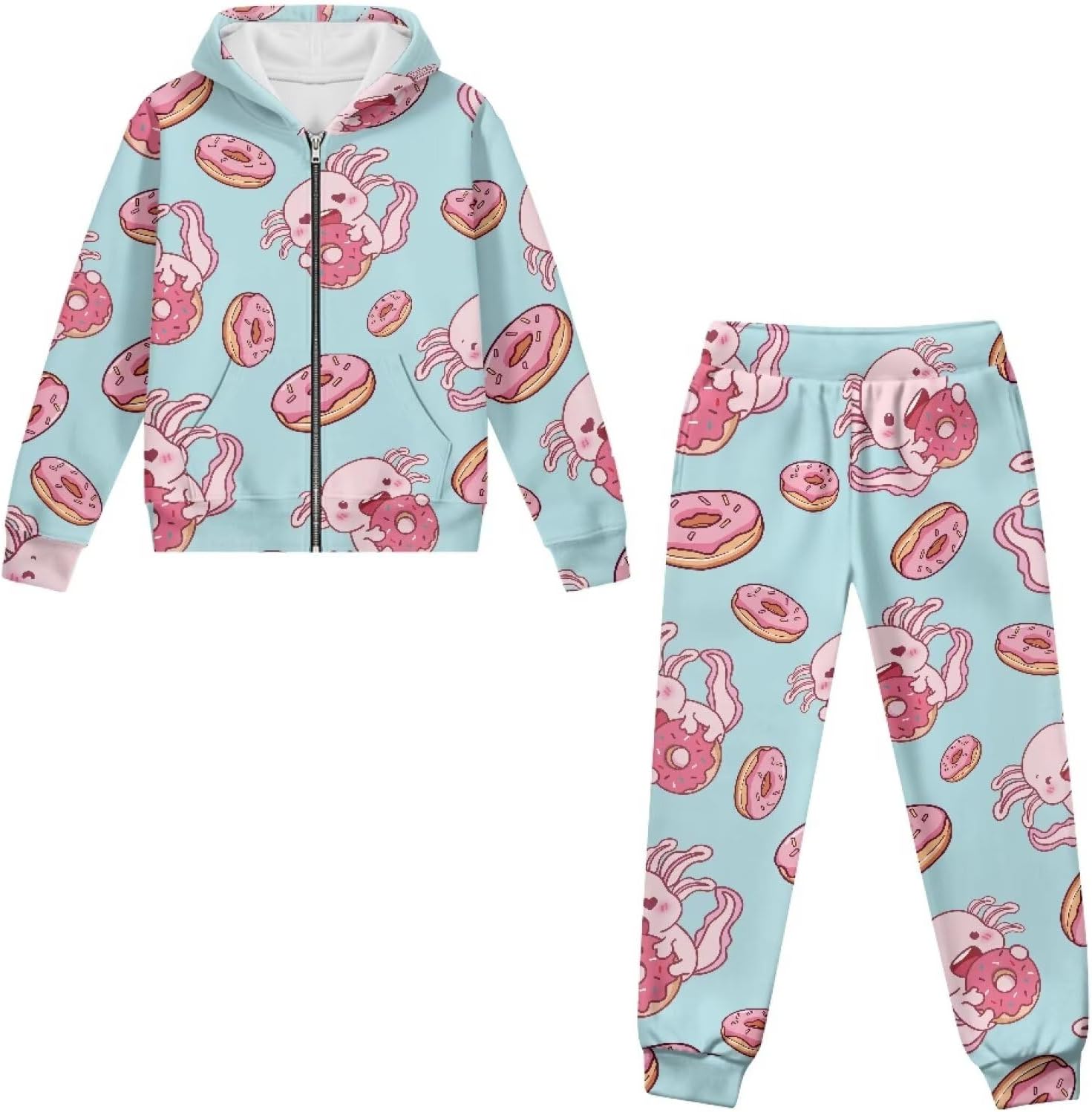 Teens Casual 2 Piece Set Long Sleeve Zipper Sweatshirts and Sweatpants Set Boys Girls Fall Winter Tracksuit