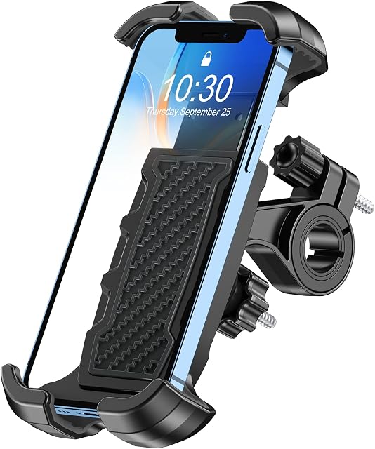 Mohard Bike Phone Holder, 2023 Upgrade [Never Fall Off] Rotatable Motorcycle Phone Mount Cradle Clamp, ATV Scooter Bicycle Phone Mount Compatible with iPhone 14 Pro Max/13, Galaxy S22, 4.7-6.8 Phone