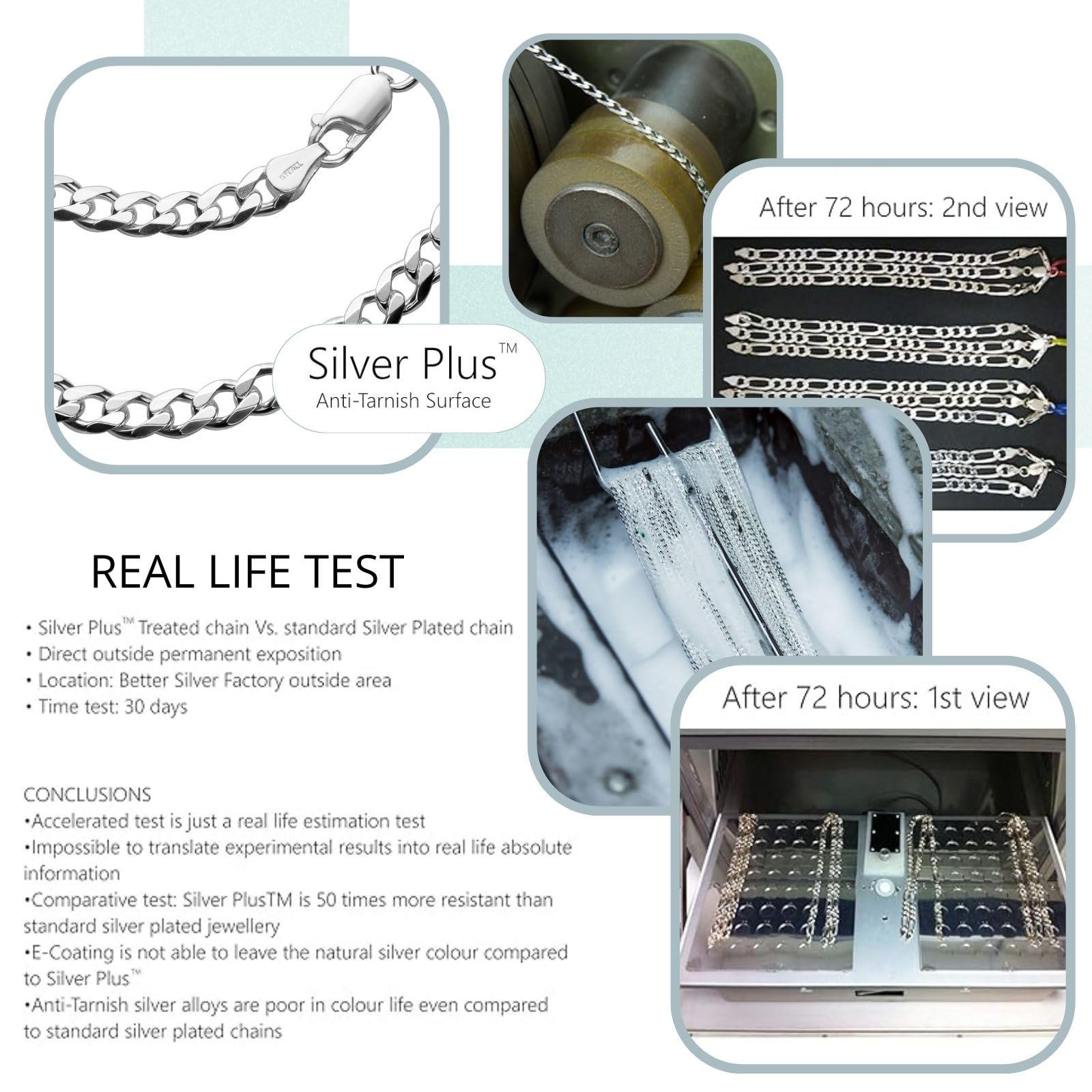 Collar de plata de ley 925 para hombre, sin colgante, embalaje ecológico, regalo para socios