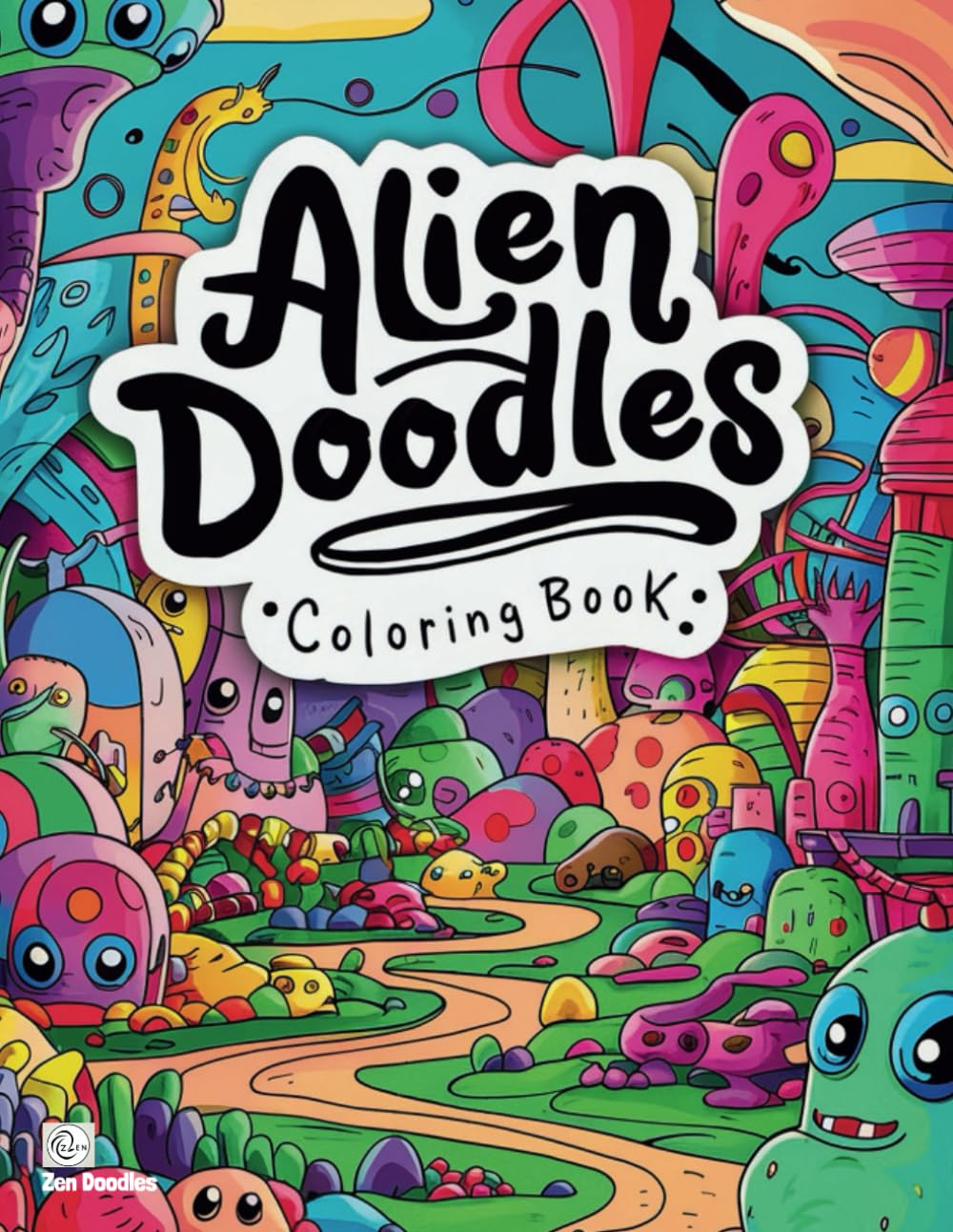 Alien Doodles Coloring Book: 50 Bold and Easy Relaxing Landscape Drawings (Heavenly Patterns)