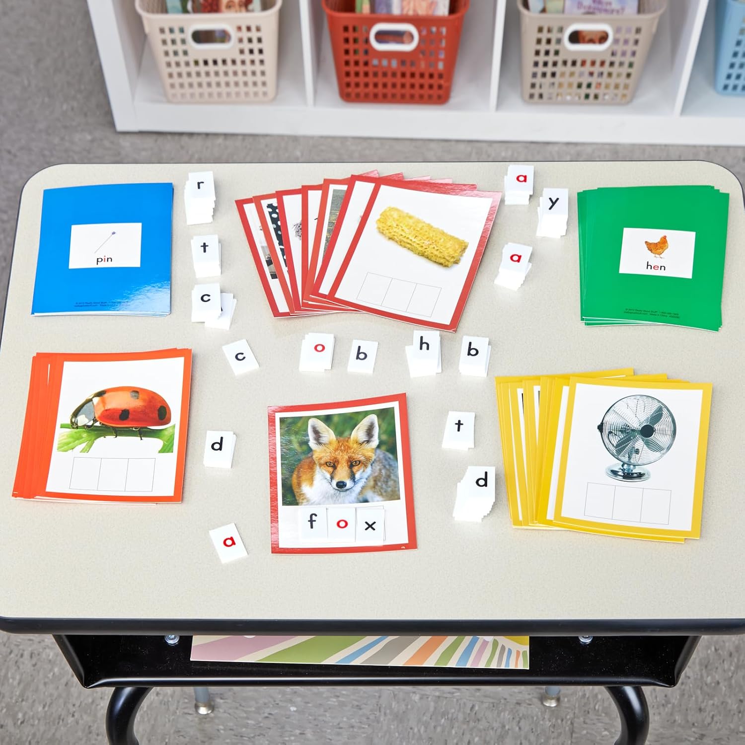 Really Good Stuff EZread CVC Make-A-Word Photo Card and Letter Tile Kit - 47 Cards, 73 Letter Tiles