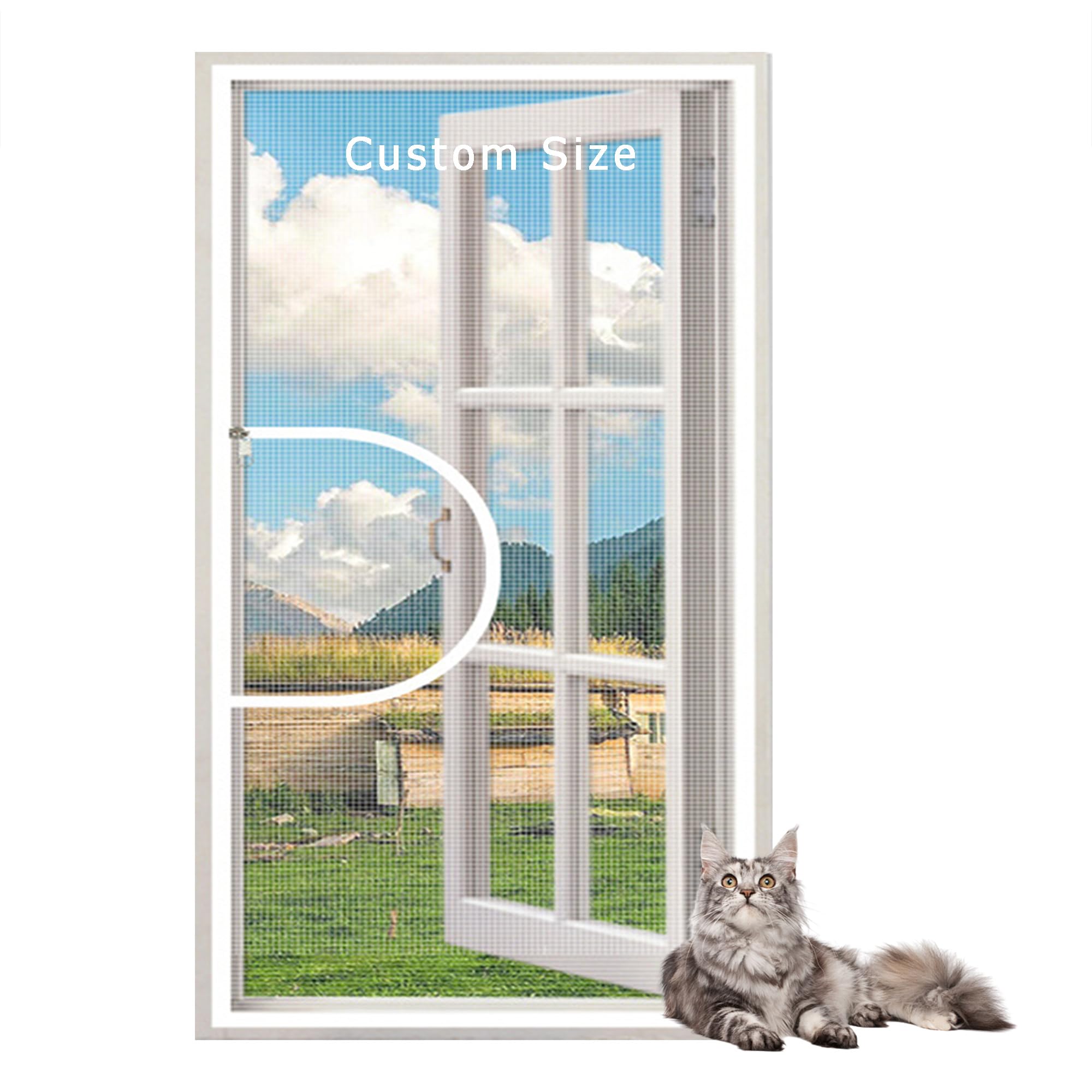 Duoleh Multicolor Custom Size Anti-Mosquito Insect Fly Screen Mesh, Balcony Cat Safety Net With Zipper, Self-Adhesive Cats Window Protection Net Window Guard Net Washable Mesh